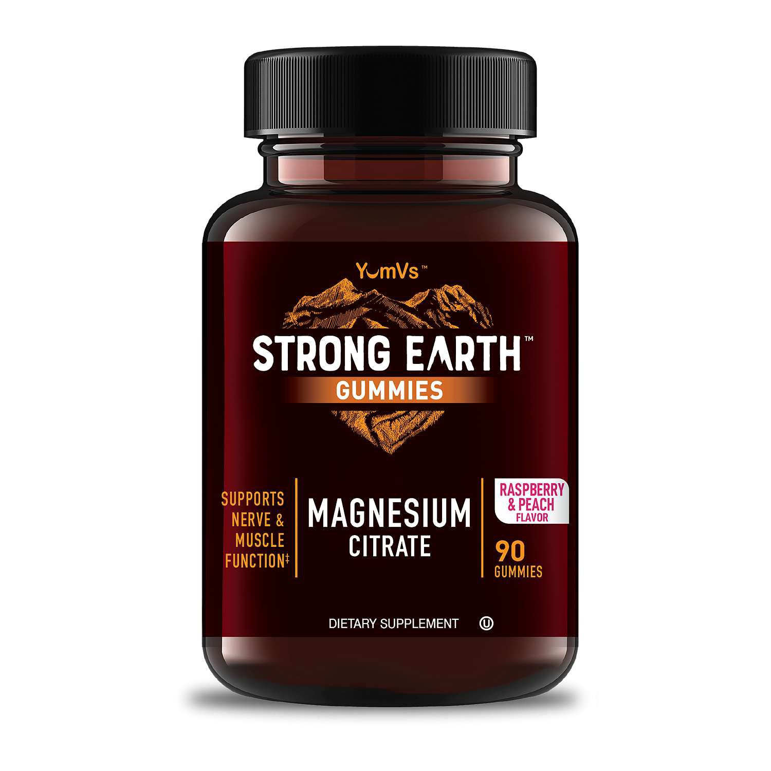 Strong Earth - Magnesium Citrate - Raspberry and Peach - 90 Gummies (30 Servings)  | GNC