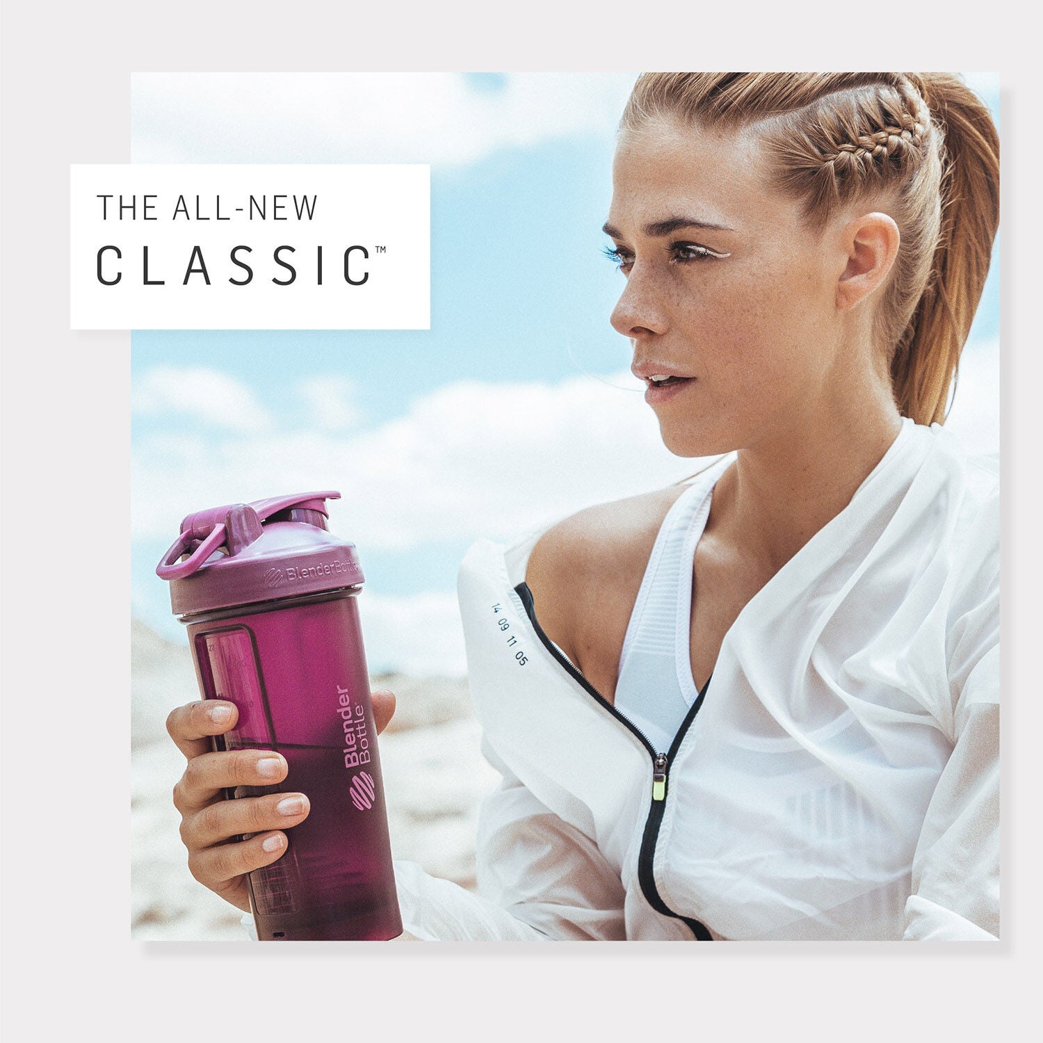 BlenderBottle V2 Classic Shaker Cup Frosted White Call Outs 1