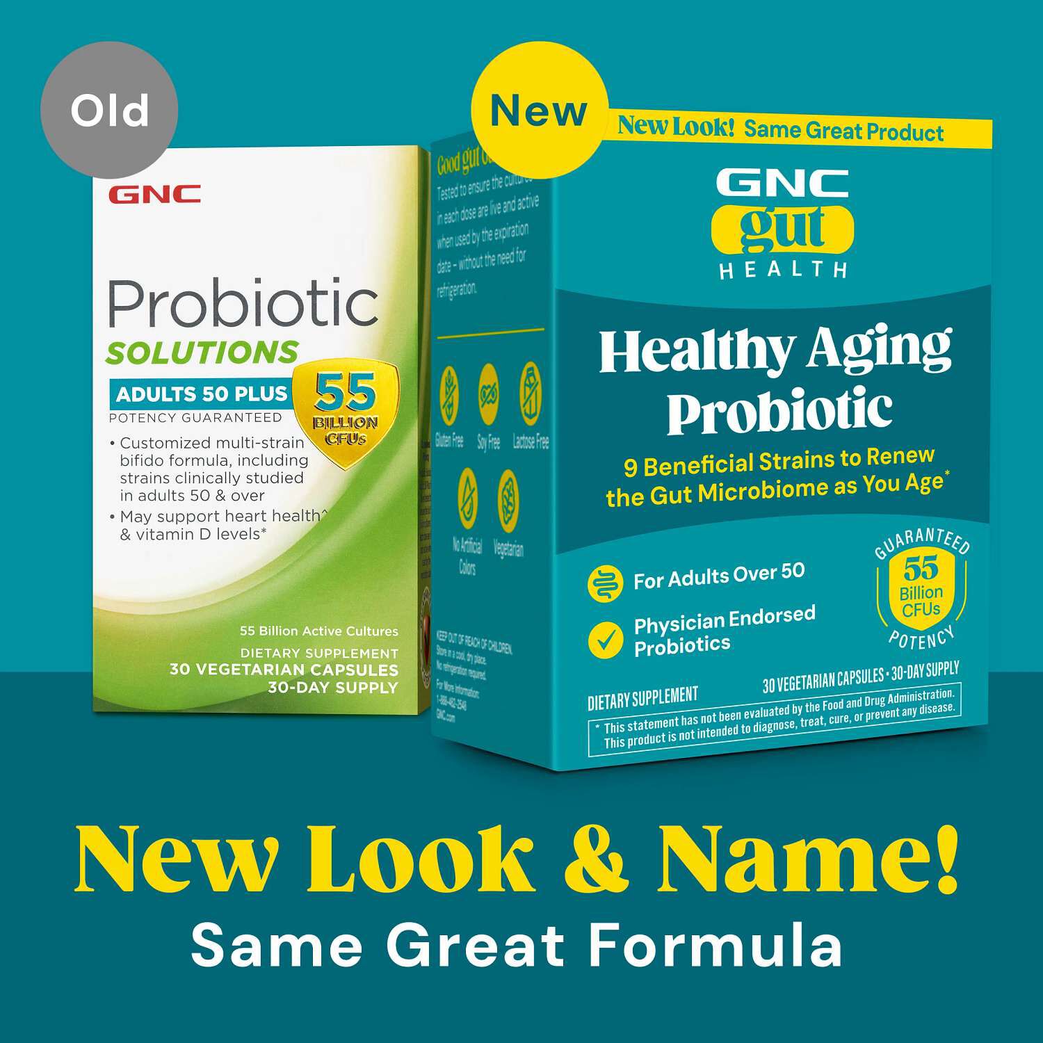 Gut Health Healthy Aging Probiotic - 55 Billion CFUs - 30 Capsules (30 Servings)  | GNC