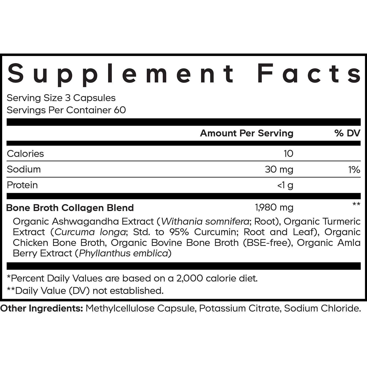 Bone Broth Collagen - 180 Capsules (60 Servings)