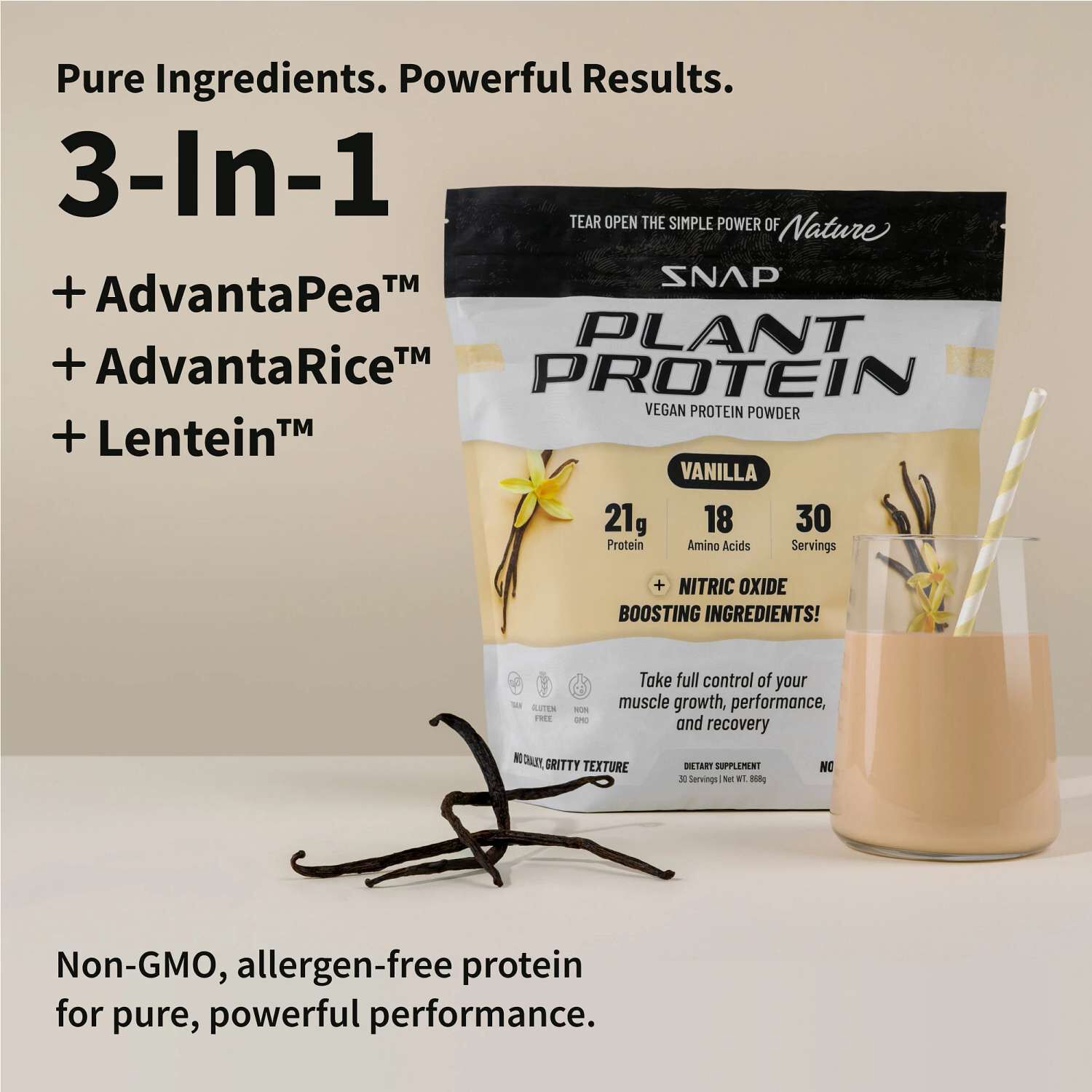 Plant Based Vegan Protein Powder - Vanilla (30 Servings) Vanilla | GNC