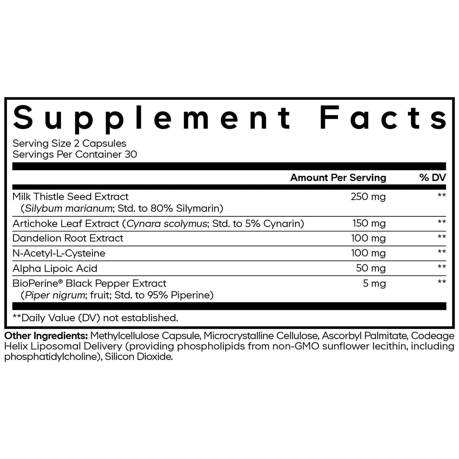 Liposomal Milk Thistle+ - 60 Vegetable Capsules (30 Servings)