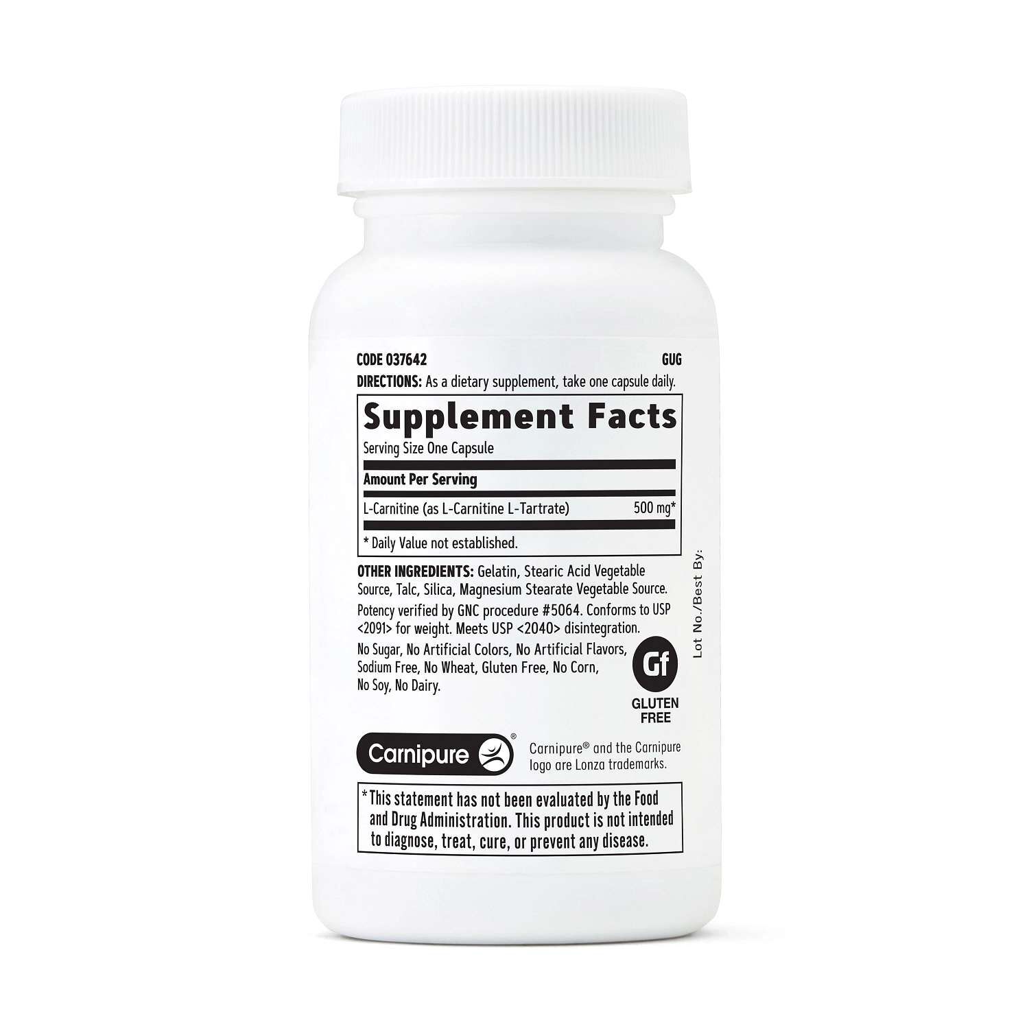 L-Carnitine 500 MG - 60 Count (60 Servings)  | GNC