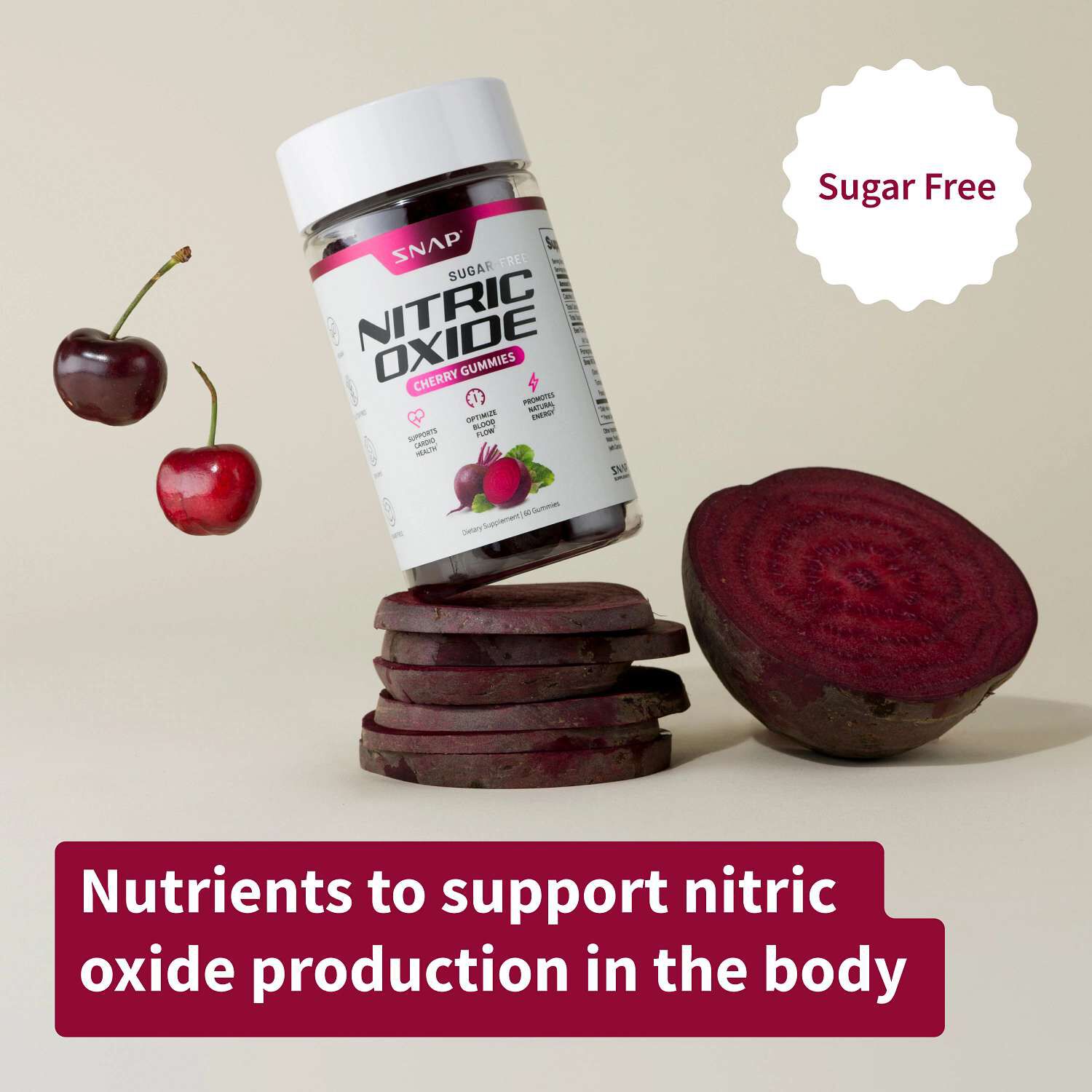 Nitric Oxide Sugar-Free Gummies - Mixed Berry - 60 Gummies (30 Servings)  | GNC