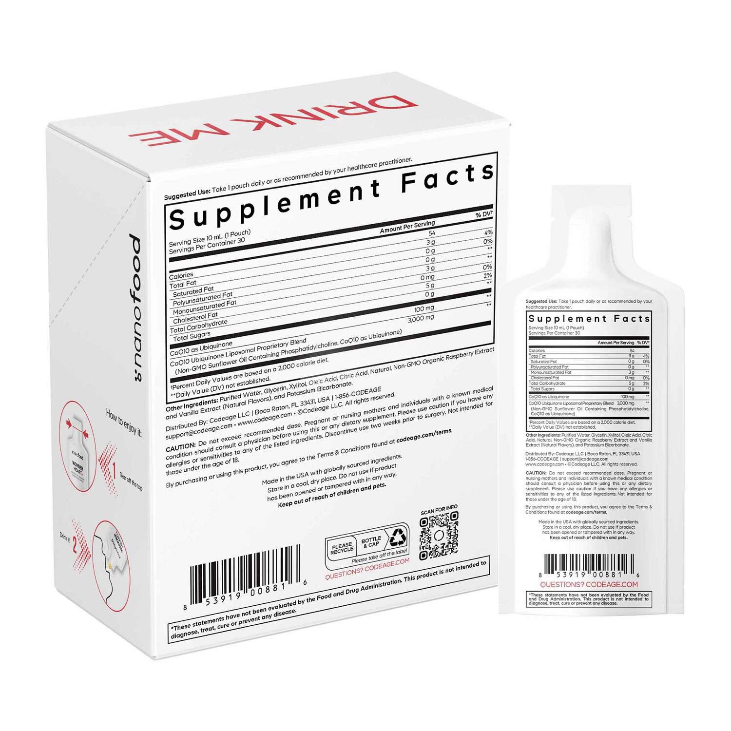 Nanofood Wonder Heart - Liposomal CoQ10 Liquid Supplement - 0.3 oz. (30 Servings)  | GNC