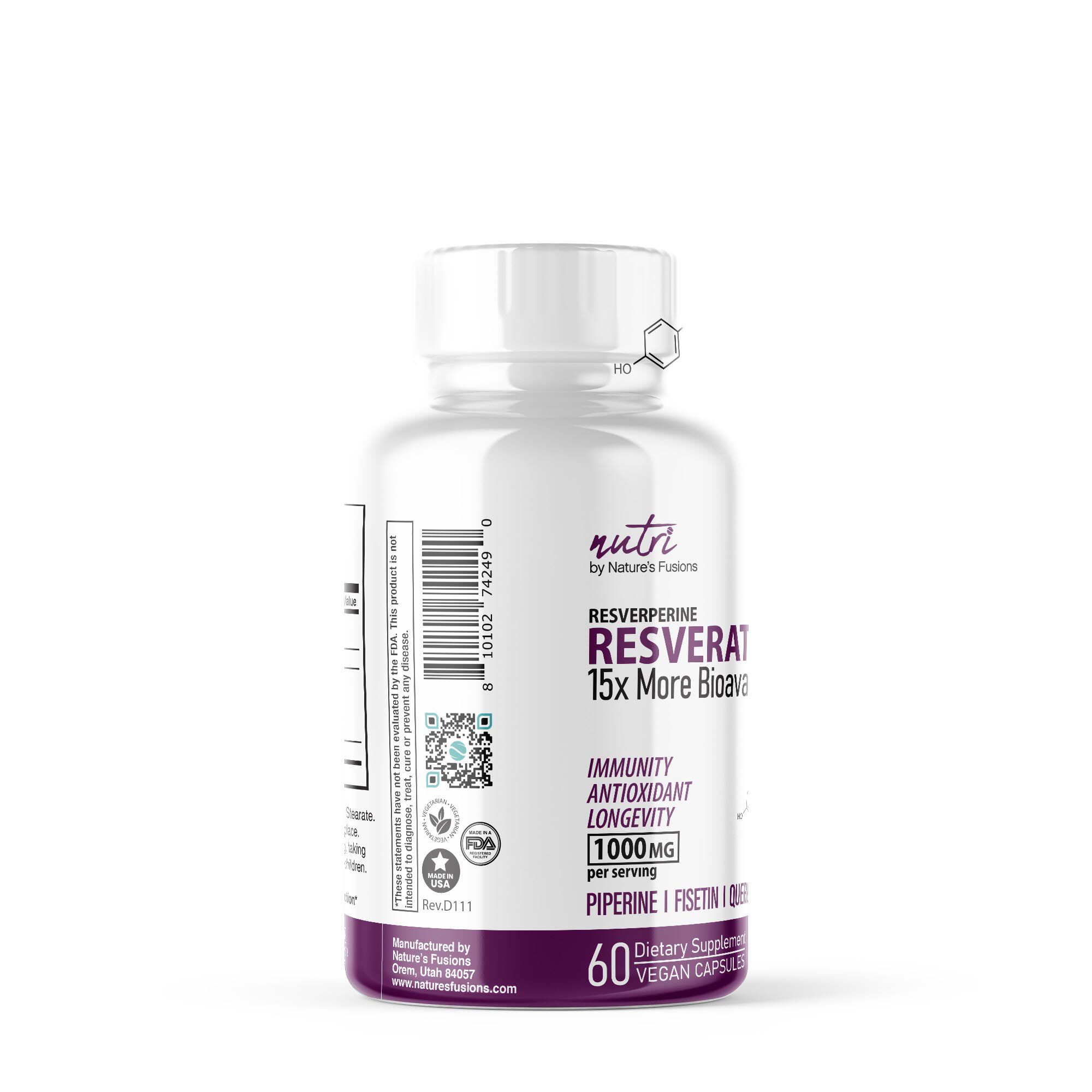 Resverperine™ Resveratrol 500 mg with Black Pepper - 60 Capsules (60 Servings)