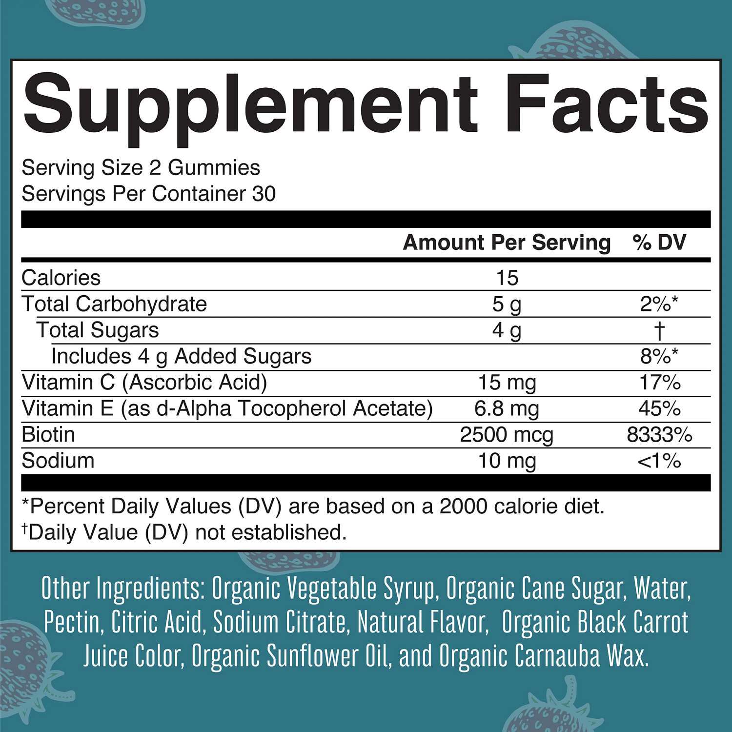 Organic Hair, Skin, & Nails Gummies - 60 Gummies (30 Servings)