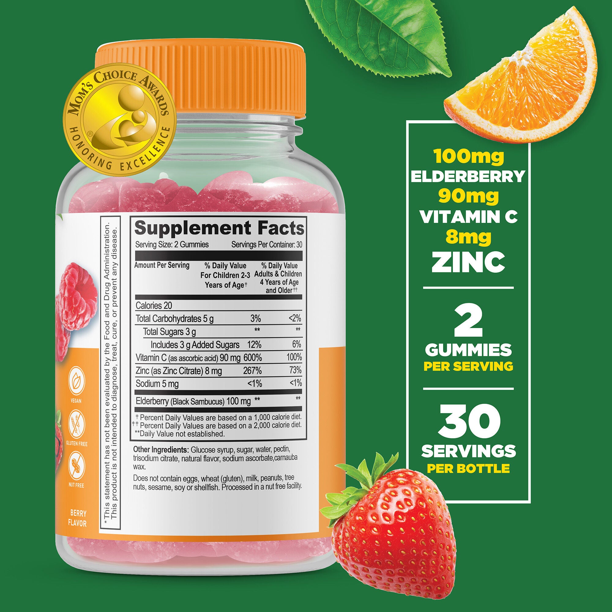 Kids Immune Support with Elderberry - 60 Gummies (30 Servings)