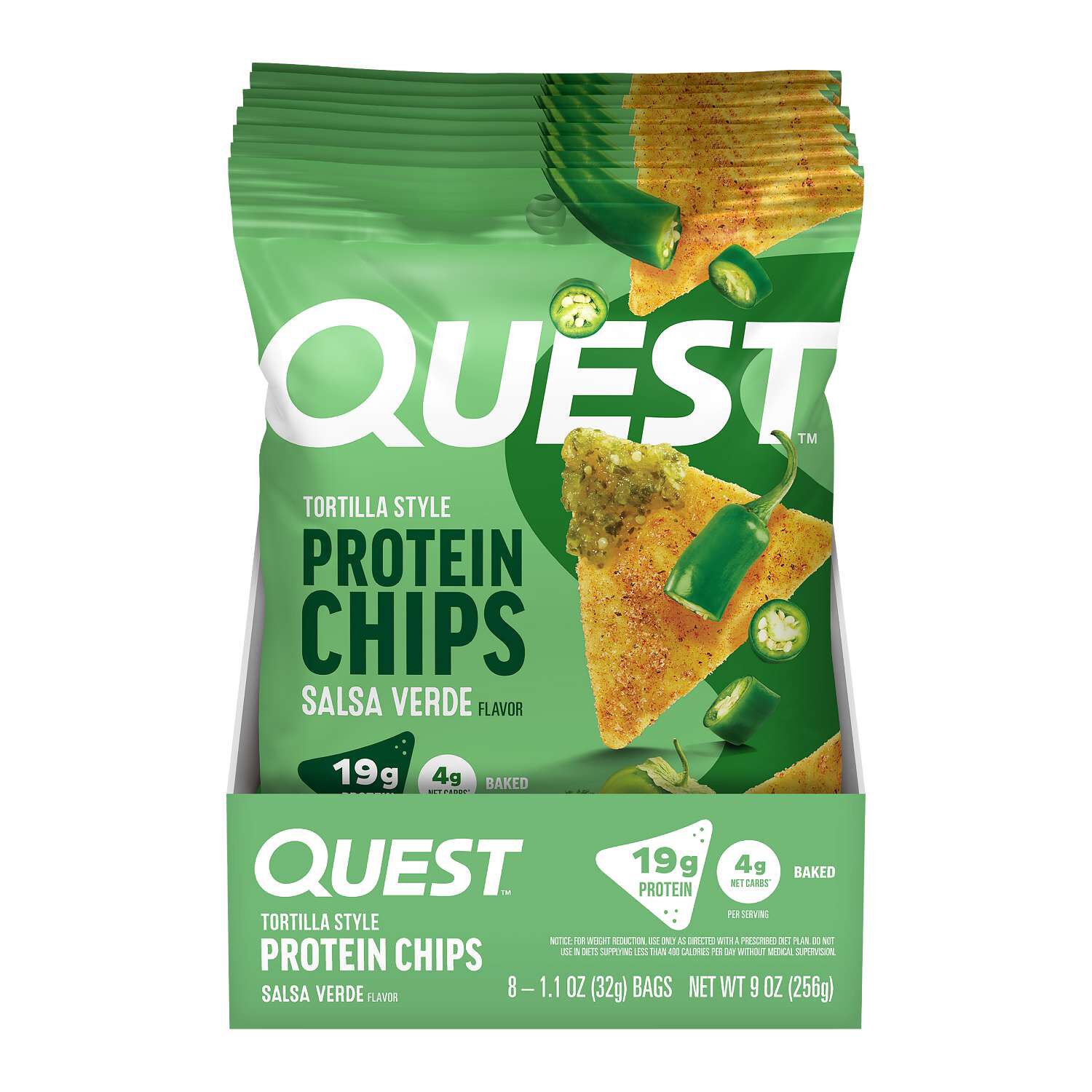 Tortilla Style Protein Chips - Salsa Verde (8 Bags)