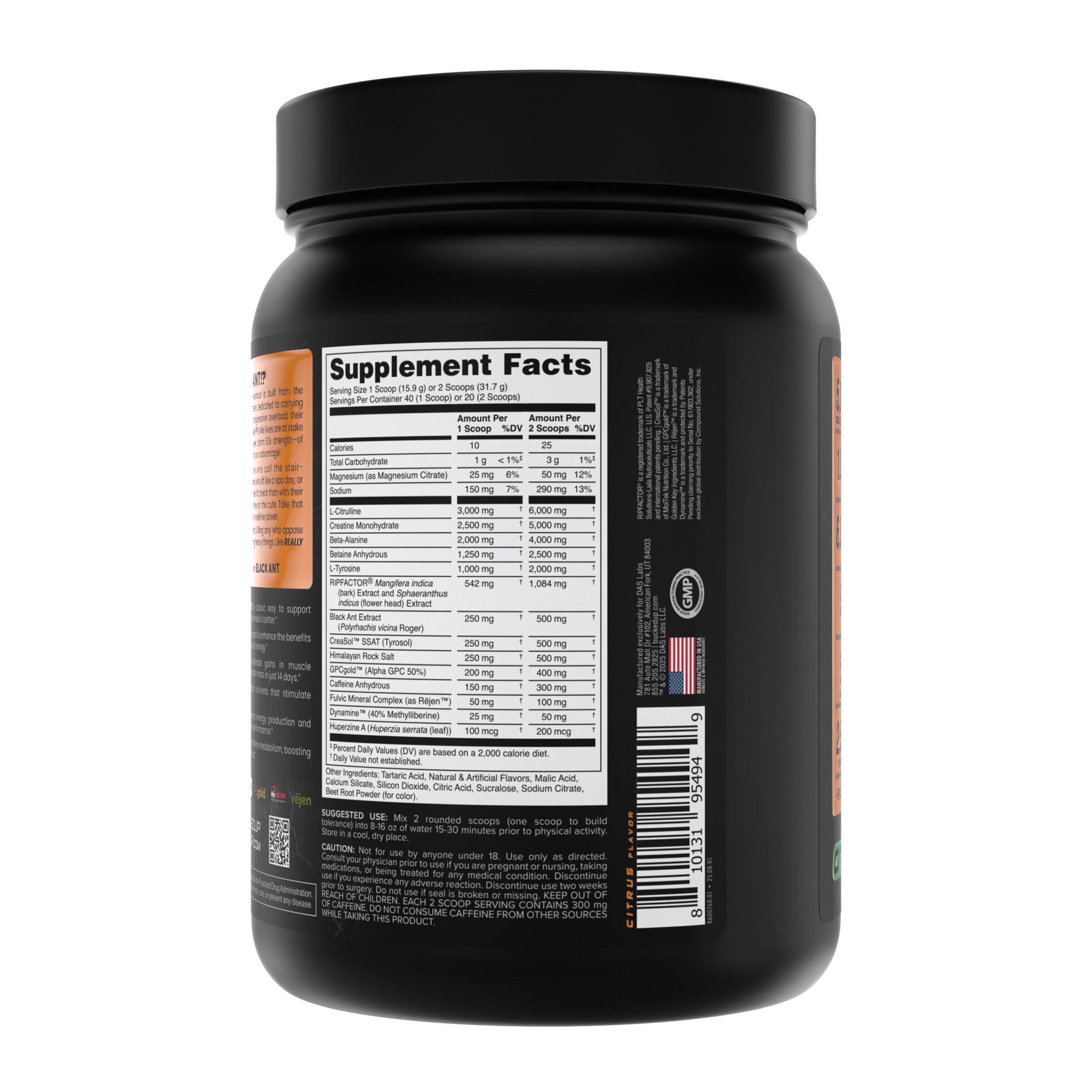 Black Ant Pre-Workout - Citrus (20 Servings)