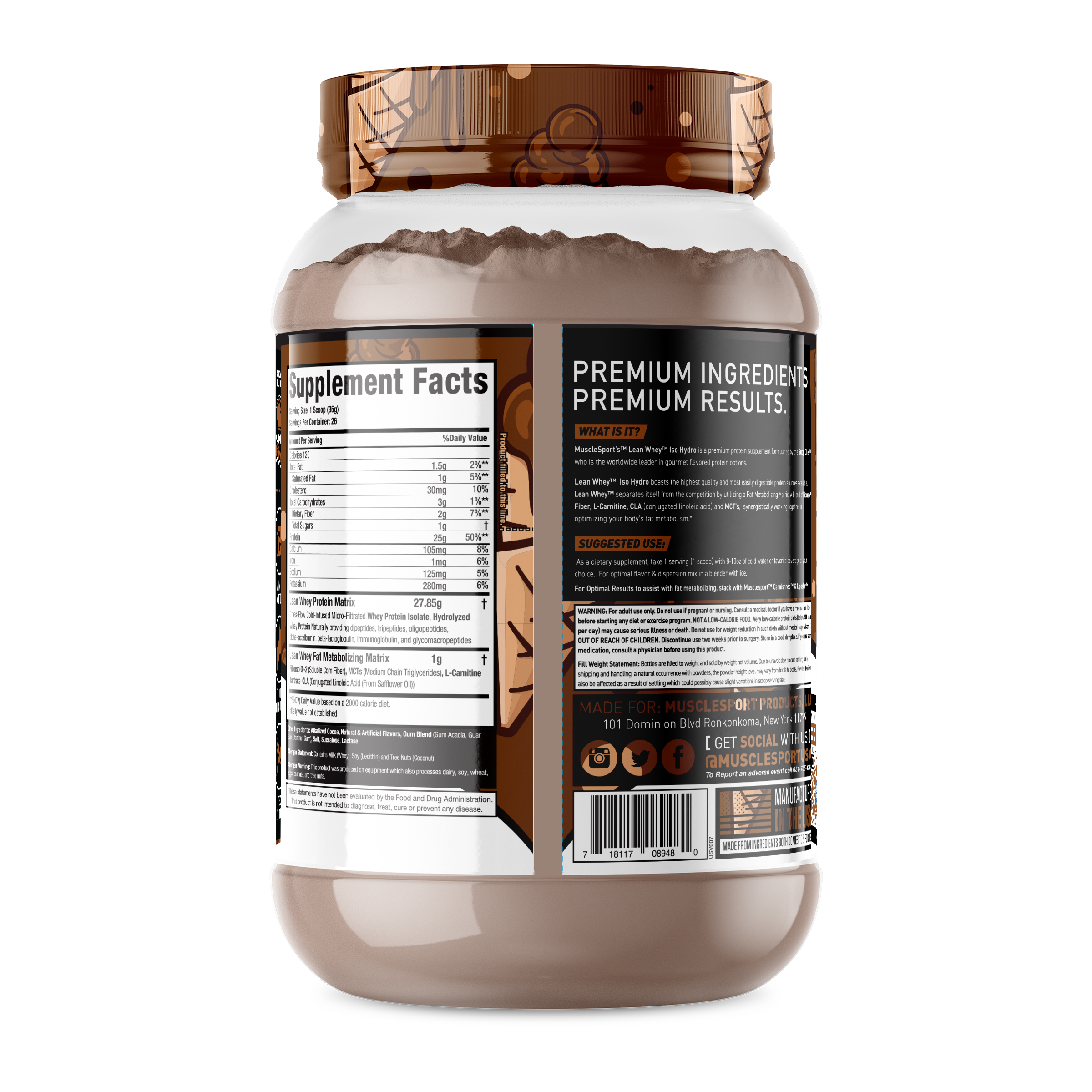 MuscleSport - Lean Whey Iso-Hydro Protein - Chocolate Ice Cream