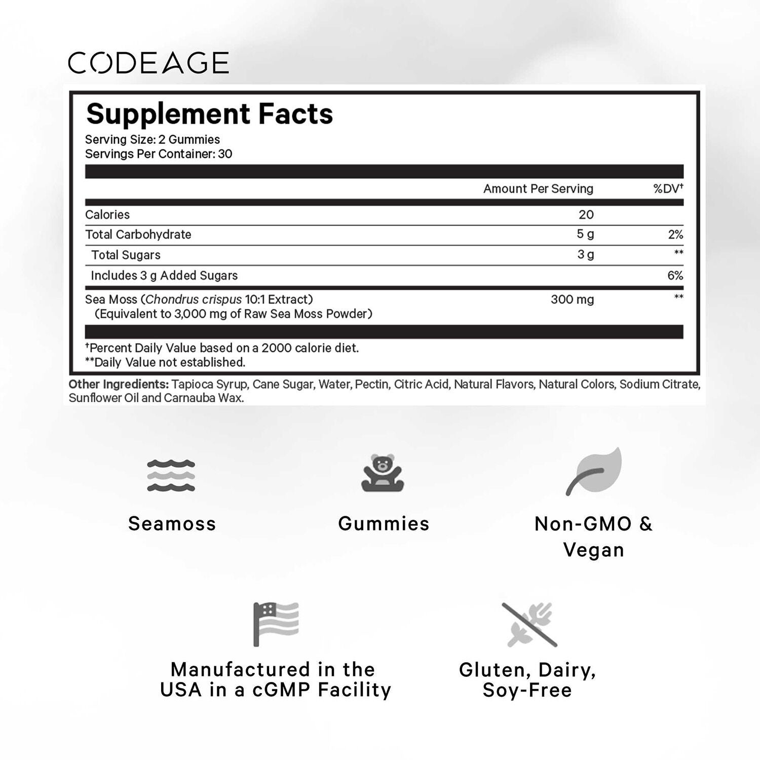 Sea Moss Gummies - Strawberry - 60 Gummies (30 Servings)  | GNC