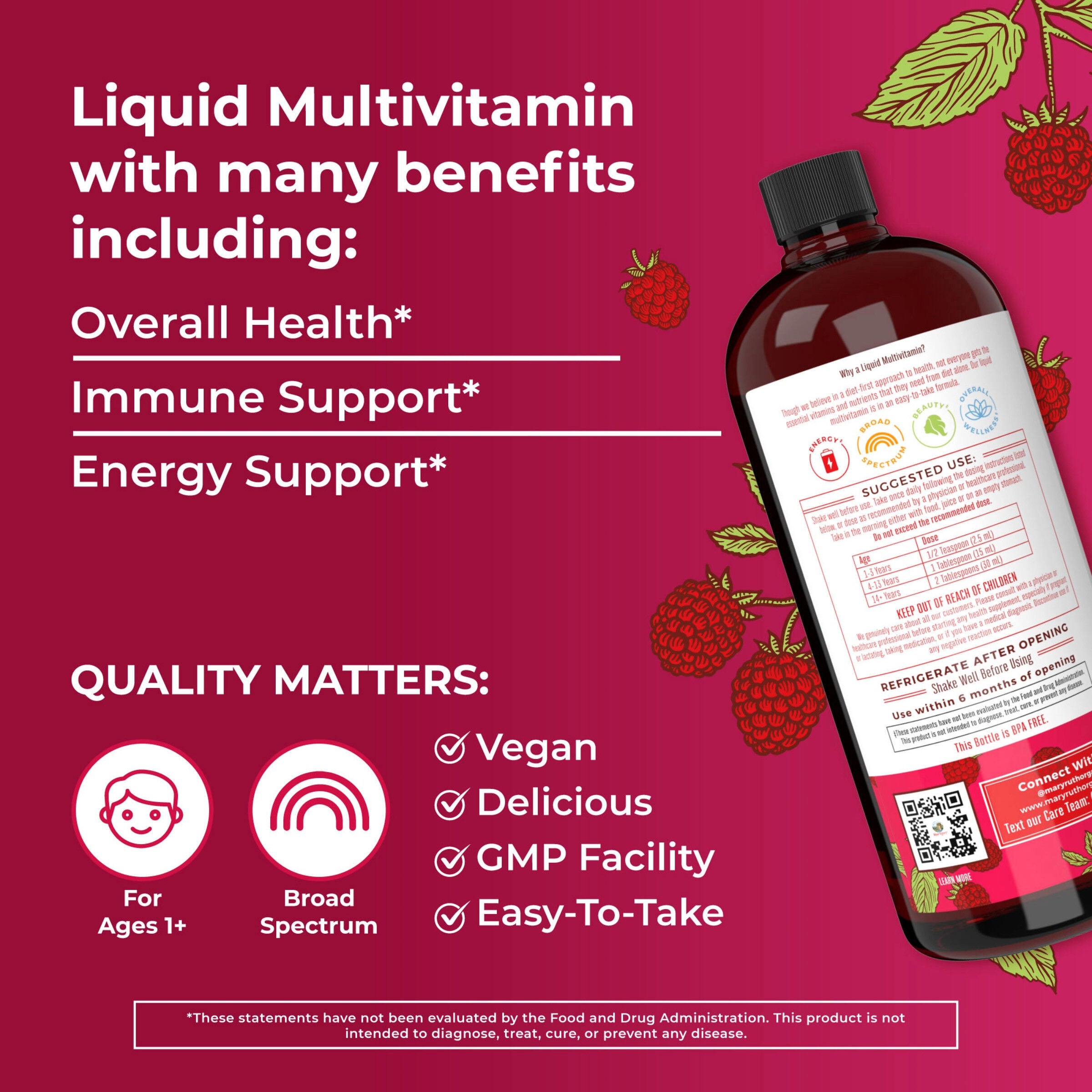 Liquid Morning Multivitamin - Raspberry - 30 fl oz (30 Servings)  | GNC