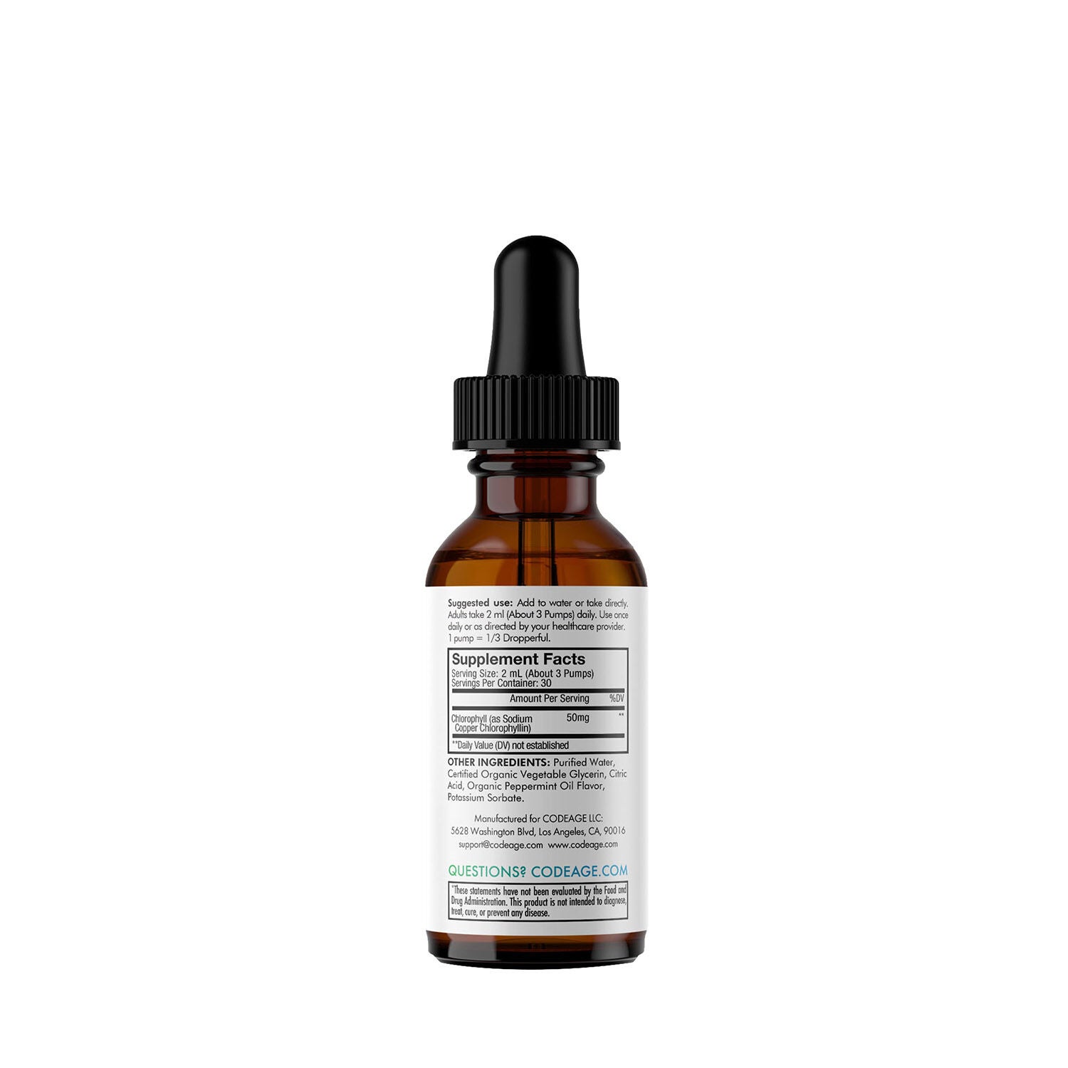 Codeage Chlorophyll+ Liquid Drops 50mg - Peppermint | GNC