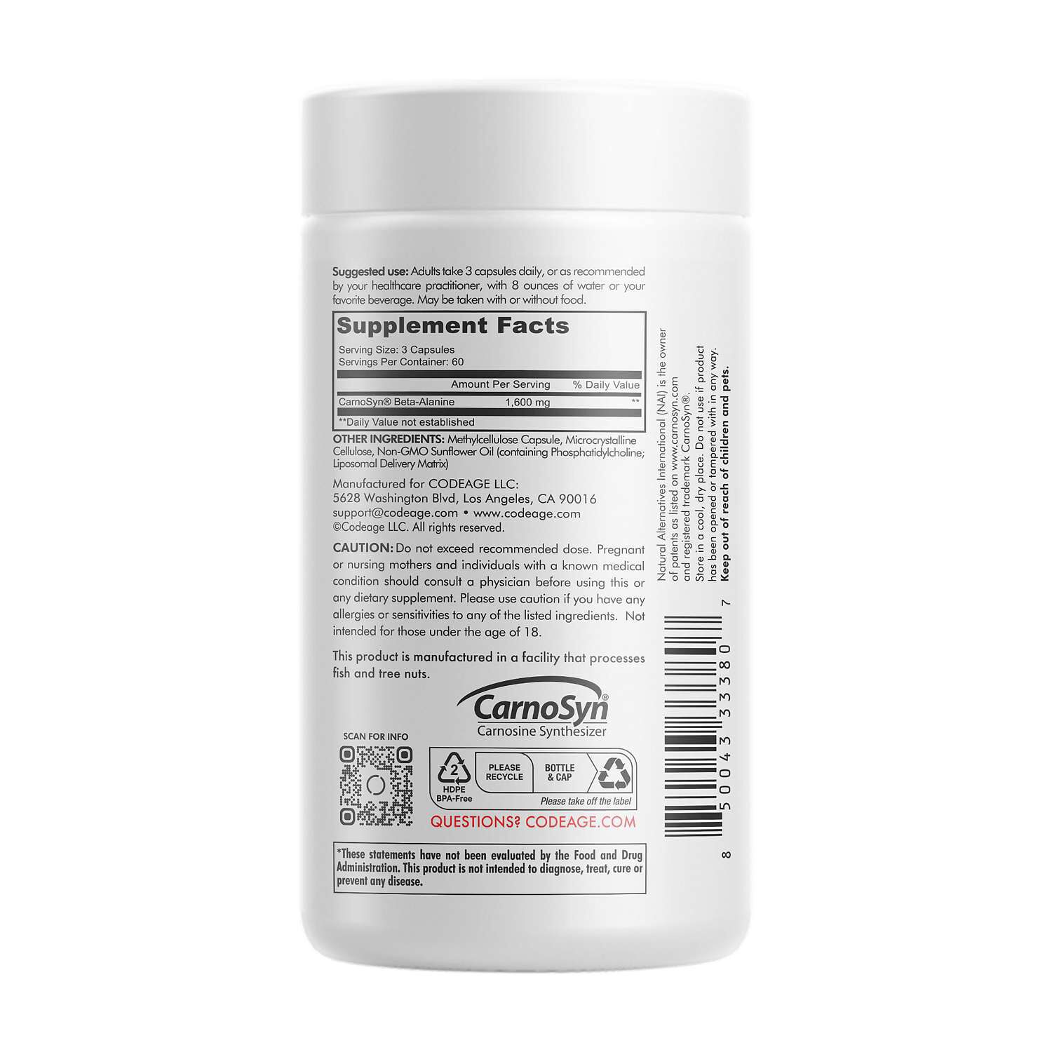 Liposomal Beta-Alanine+ - 180 Capsules (60 Servings)