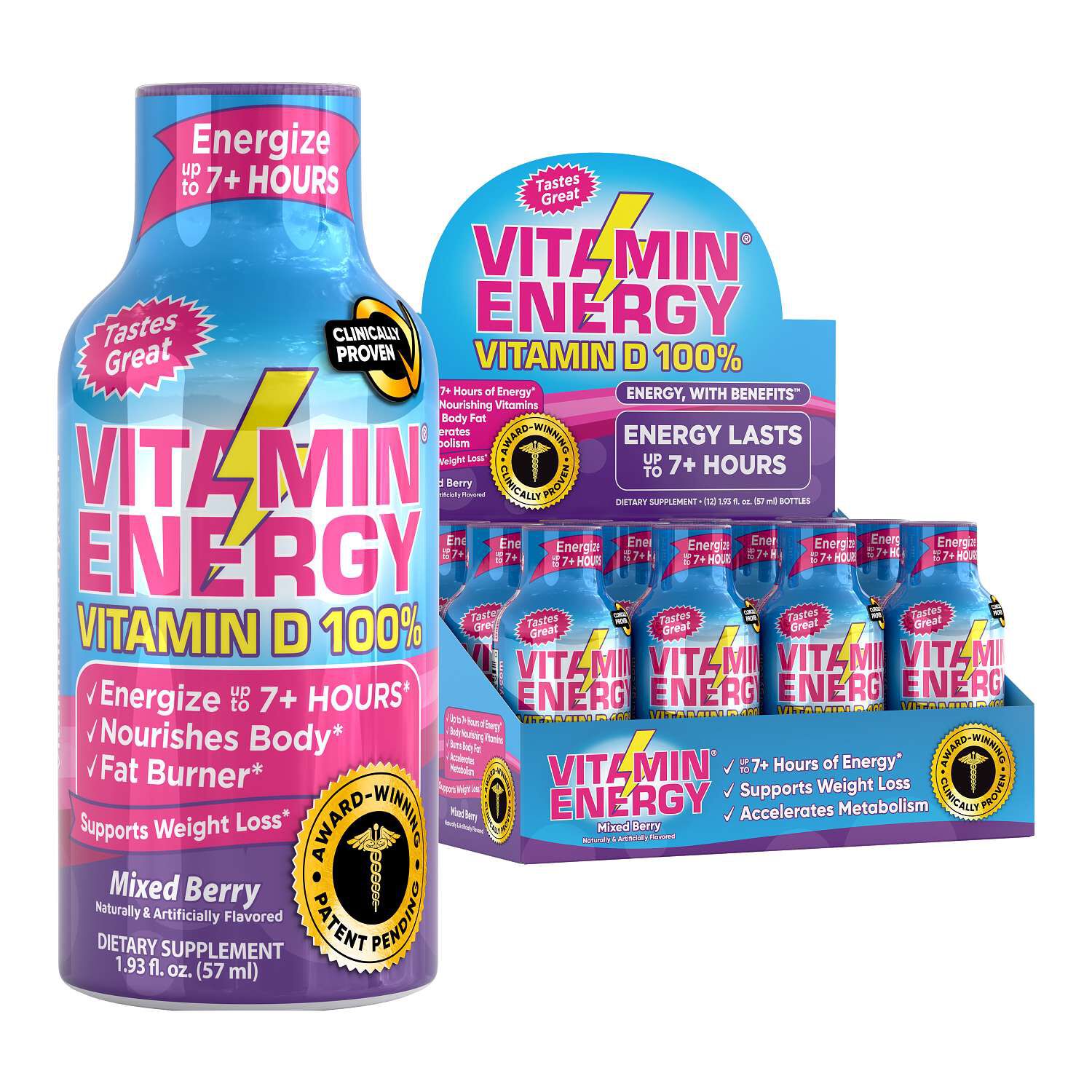 Vitamin D 100% Liquid Supplement -Berry - 1.93 oz. (12 Bottles)
