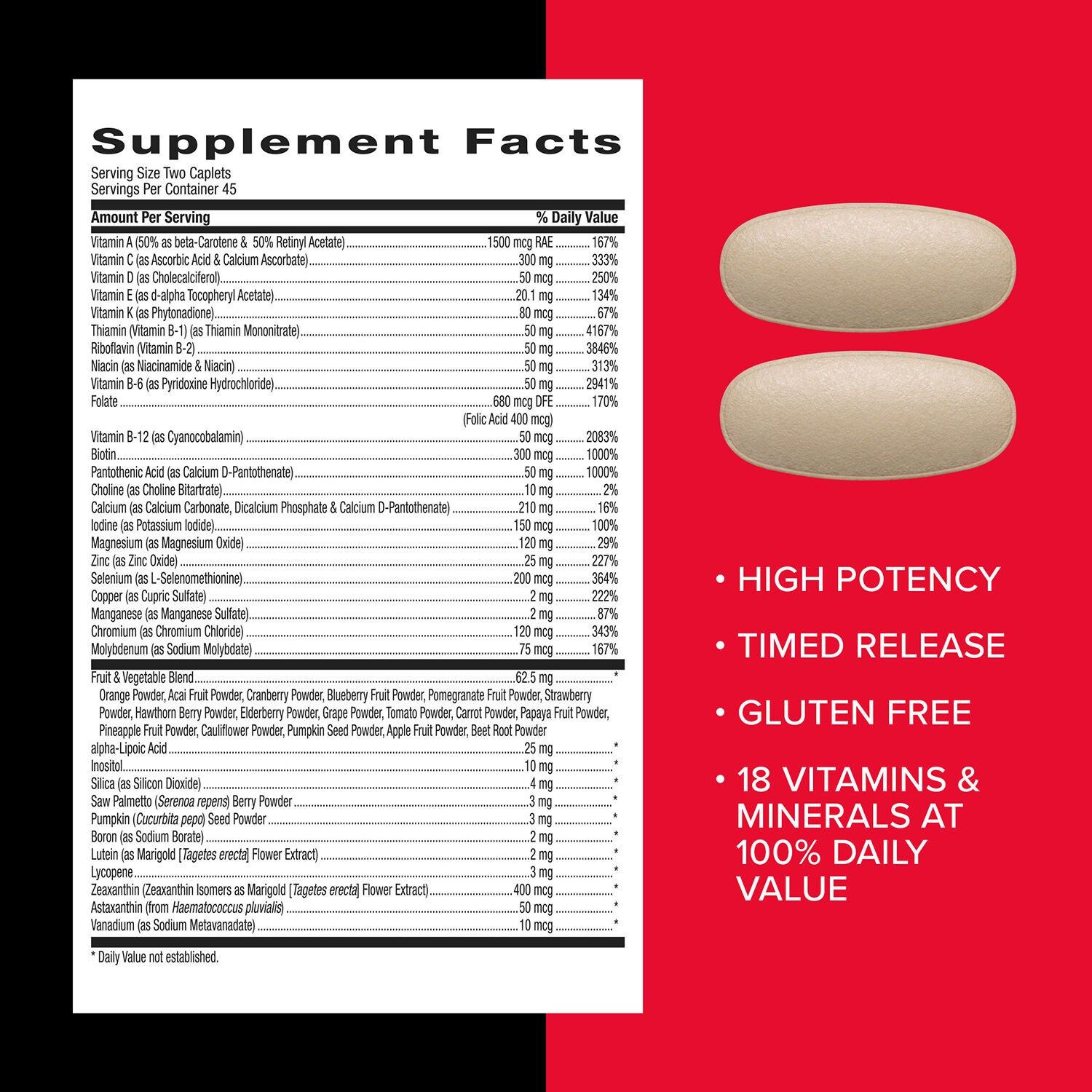 Multivitamin - 90 Caplets (45 Servings)  | GNC
