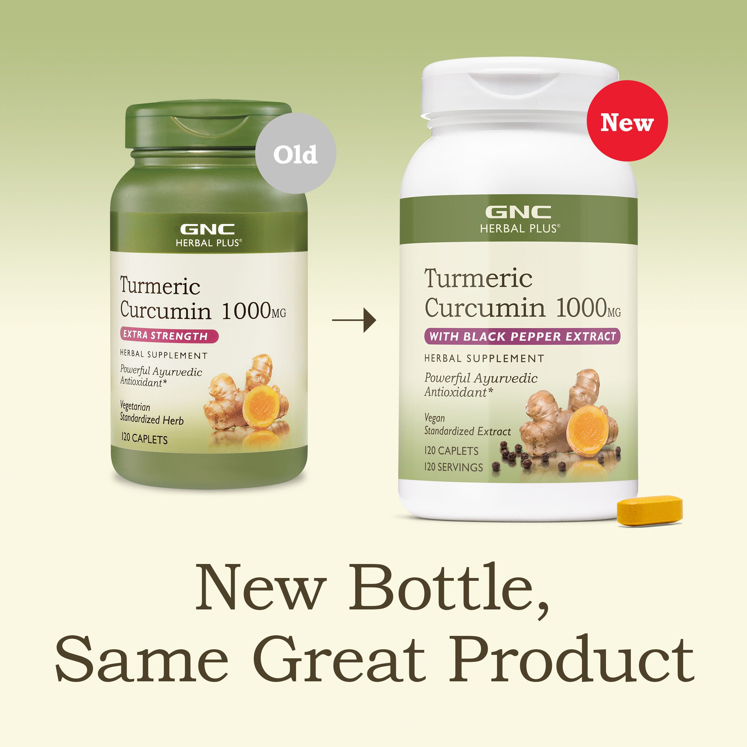 Turmeric Curcumin 1000mg + Piperine - 120 Caplets (120 Servings)  | GNC