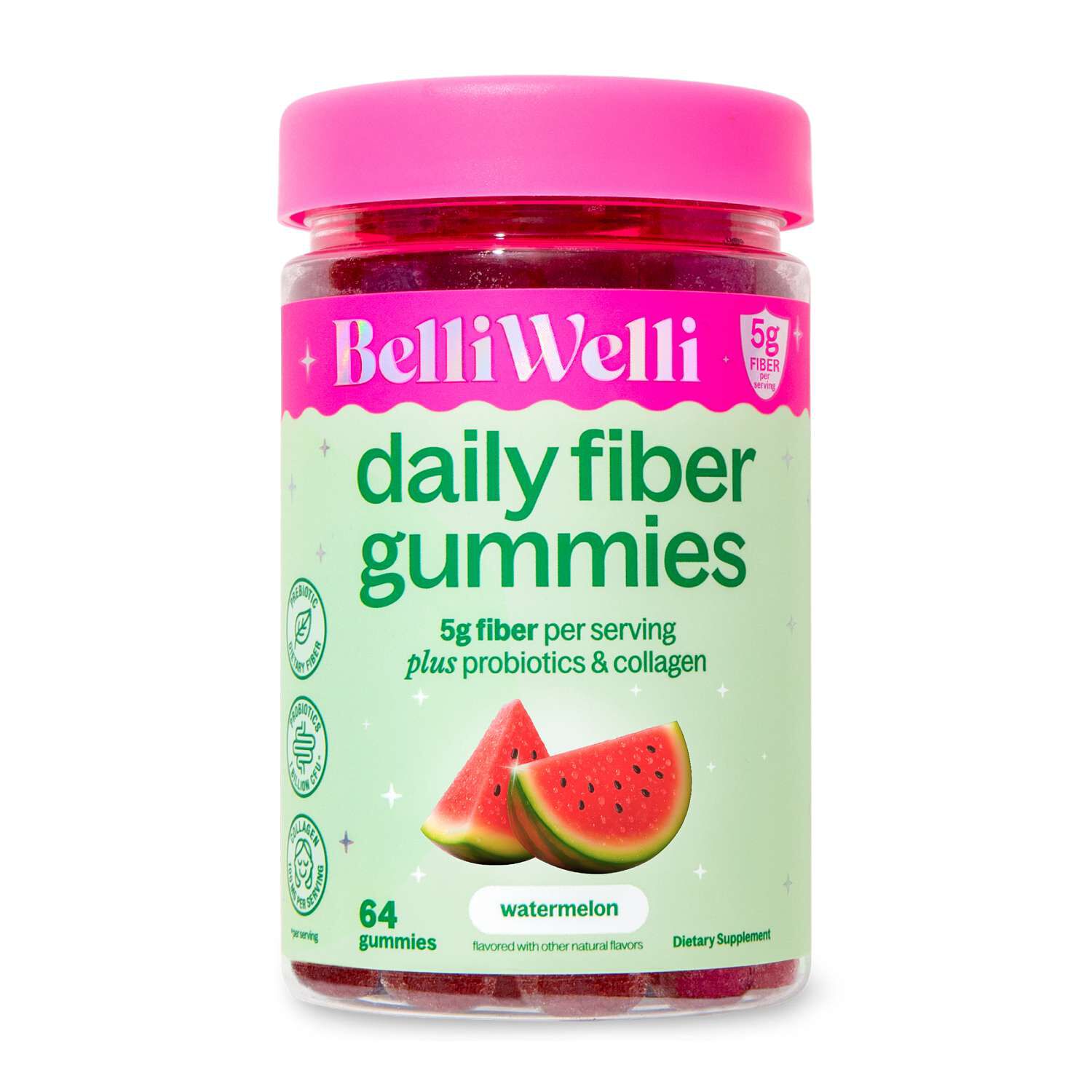 Daily Fiber Gummies - Watermelon - 64 Gummies (16 Servings)  | GNC