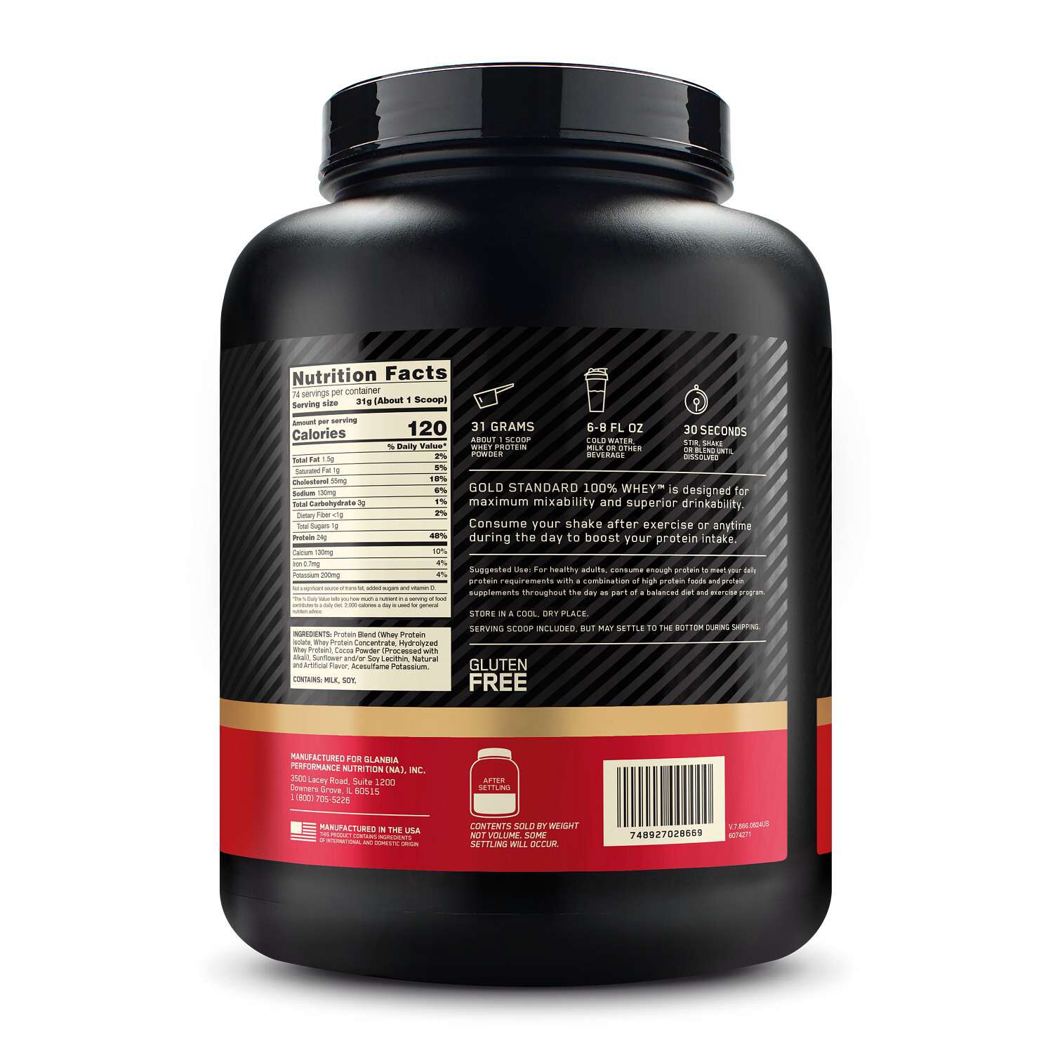 Gold Standard 100% Whey&trade; - Double Rich Chocolate (74 Servings)