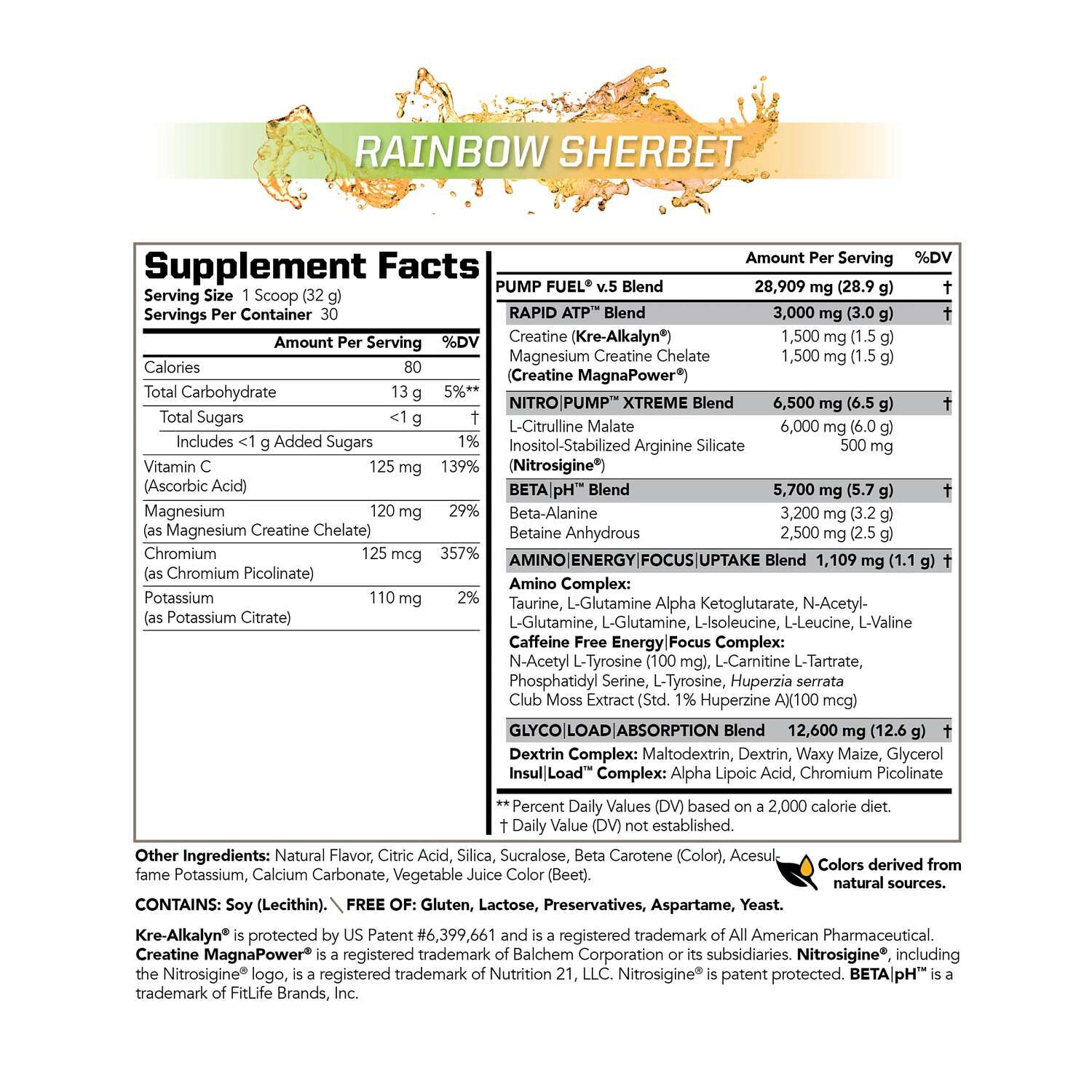 Ultra Pump Fuel&reg; Caffeine Free - Rainbow Sherbet (30 Servings)  | GNC