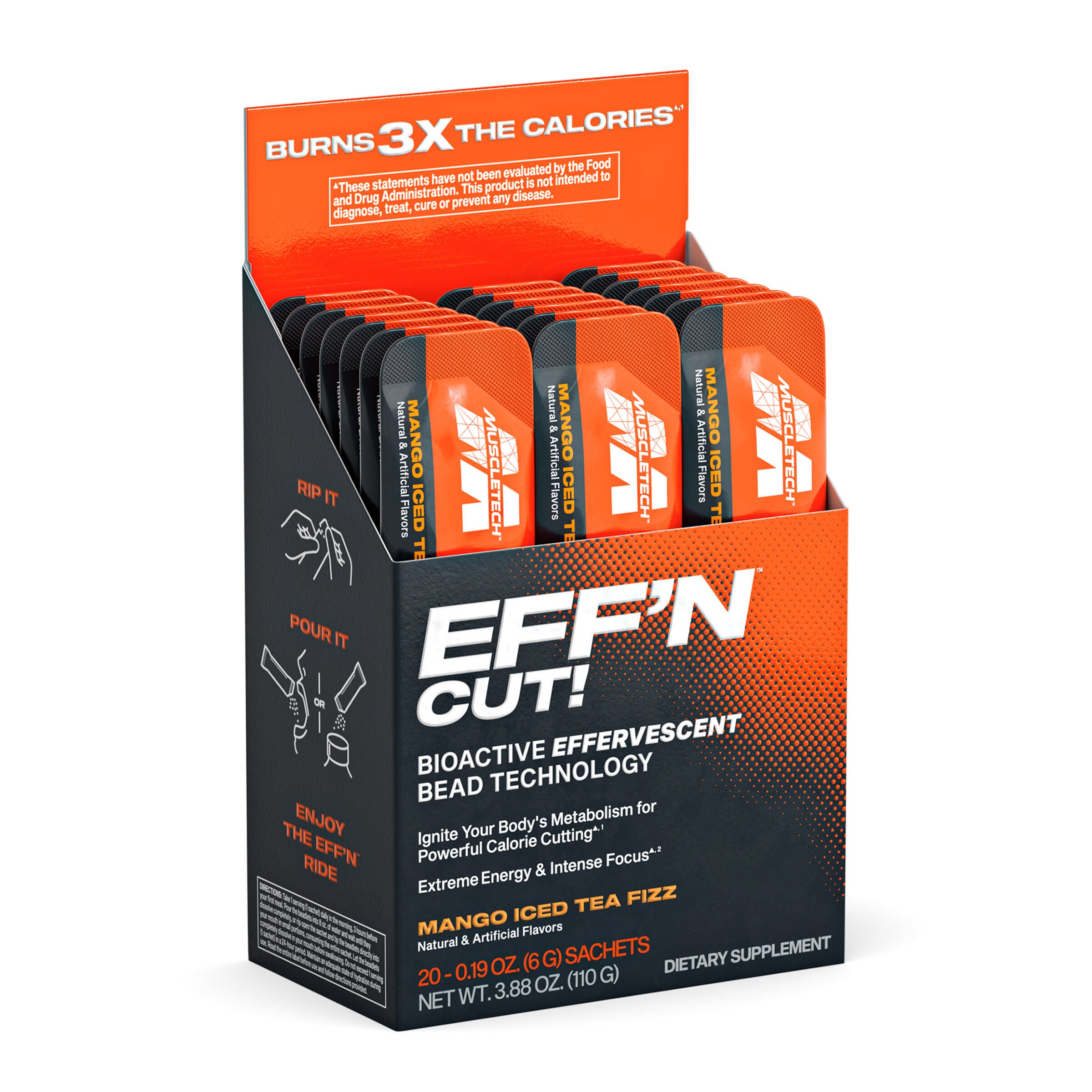 Eff'n Cut! - Mango Iced Tea Fizz - 20 Sachets (20 Servings)  | GNC