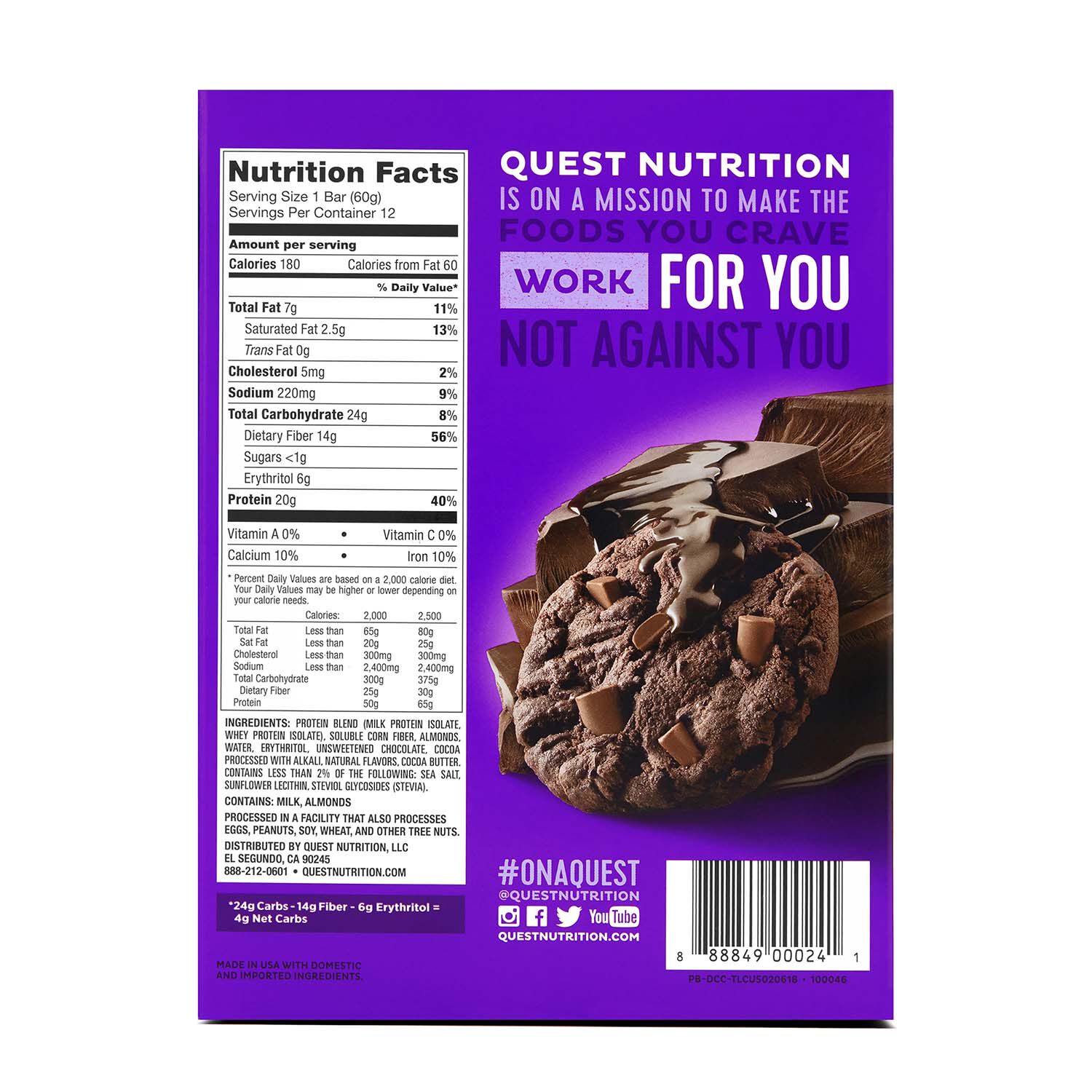 Quest Protein Bar Double Chocolate Chunk Box Ingredients