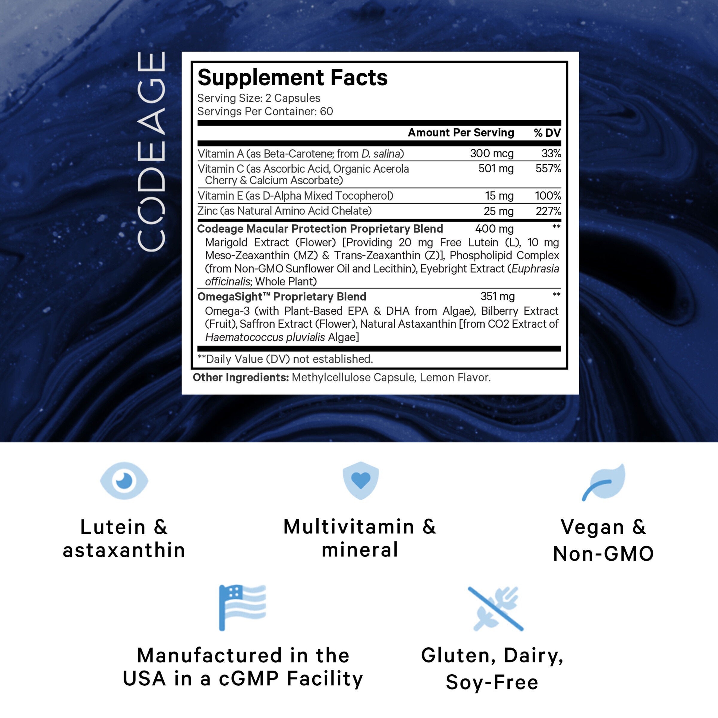 Eyes Vitamins+ Macular Health Complex - 120 Vegetable Capsules (60 Servings)  | GNC