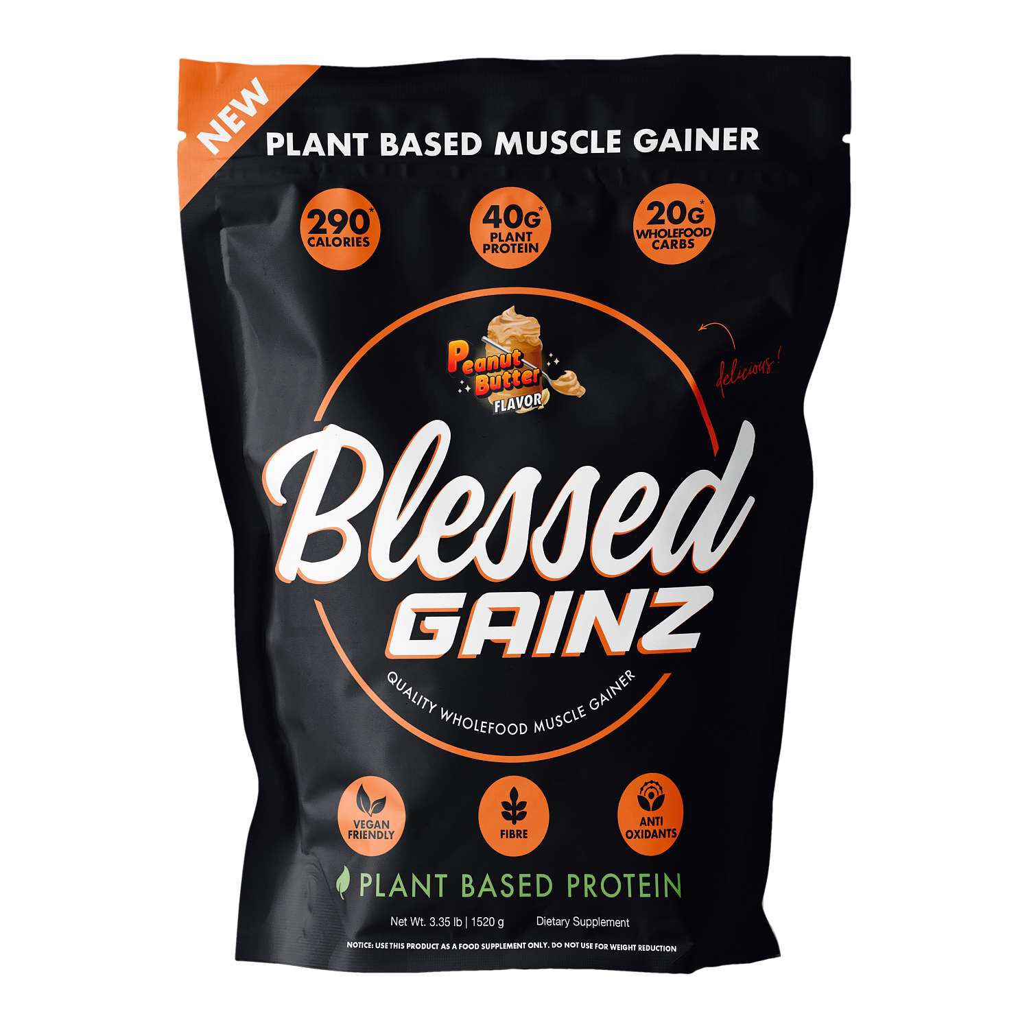 Gainz Wholefood Muscle Gainer - Peanut Butter (20 Servings)  | GNC