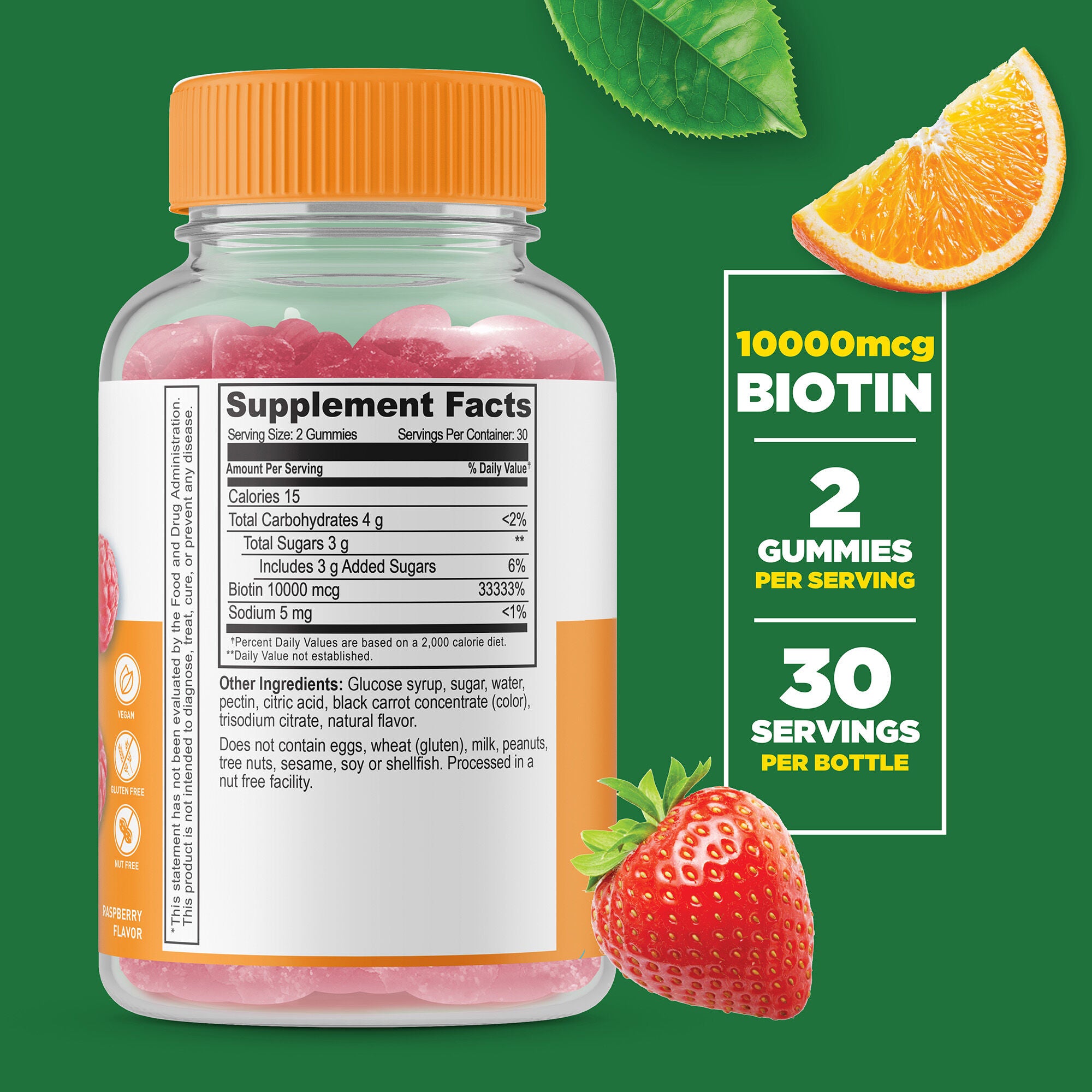 Biotin 10000mcg - 60 Gummies (30 Servings)  | GNC