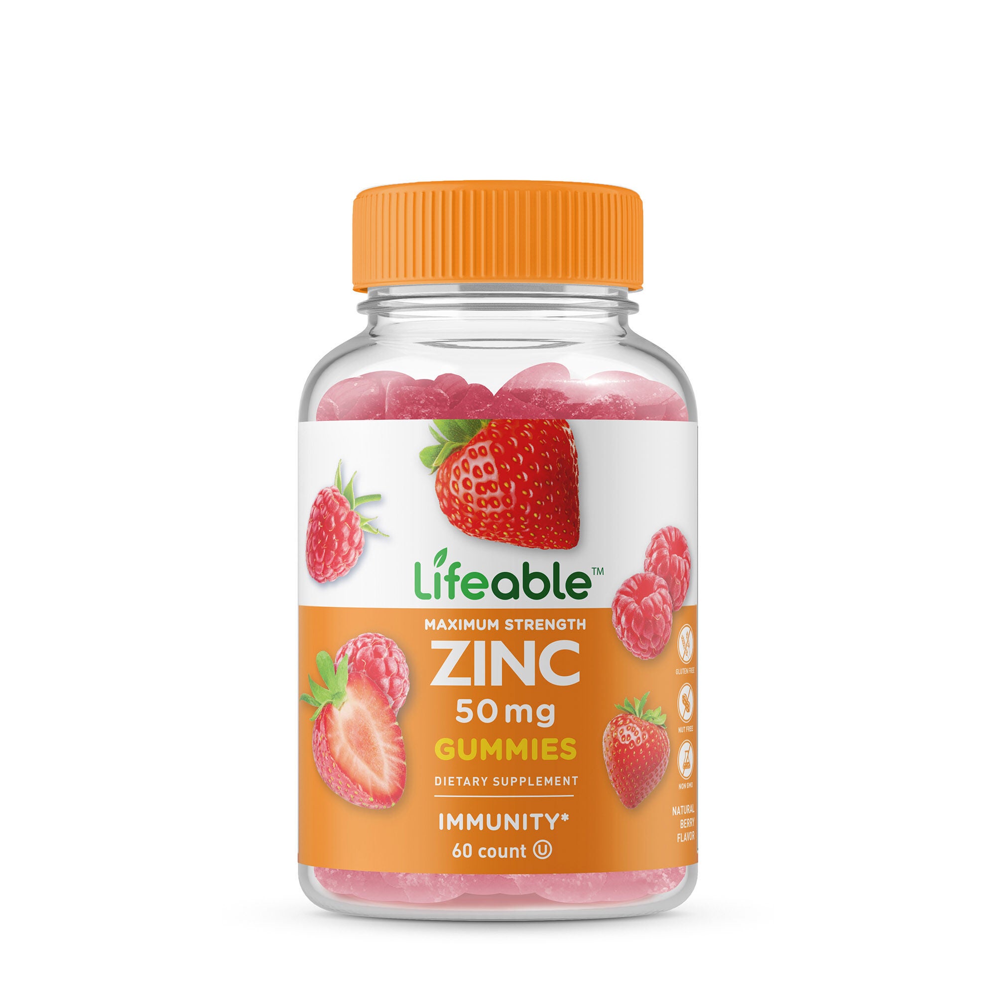 Lifeable Maximum Strength Zinc Gummies - Berry 60 Count (30 Servings)
