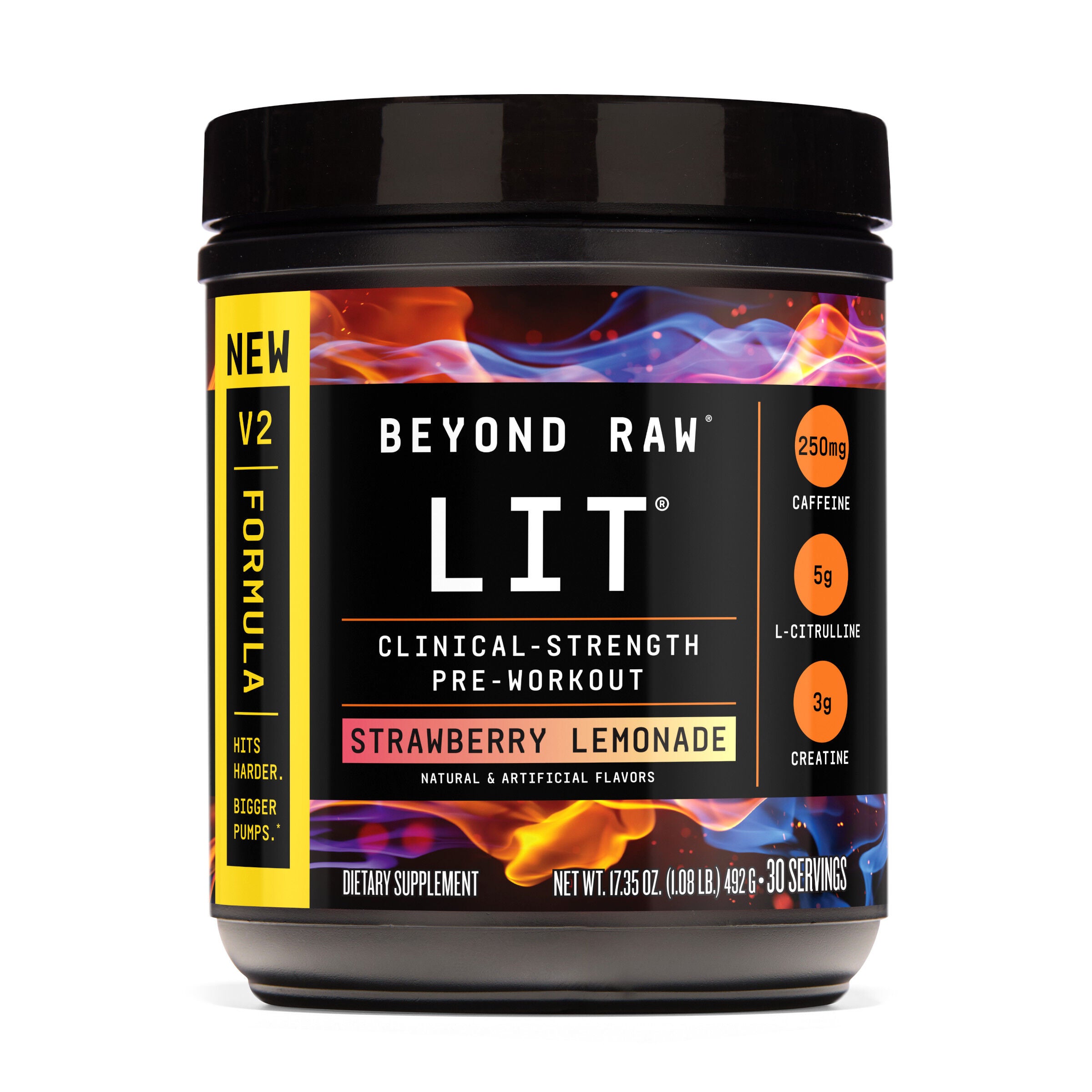 Beyond Raw Lit V2 Pre-Workout - Strawberry Lemonade (30 Servings) Zero Sugar