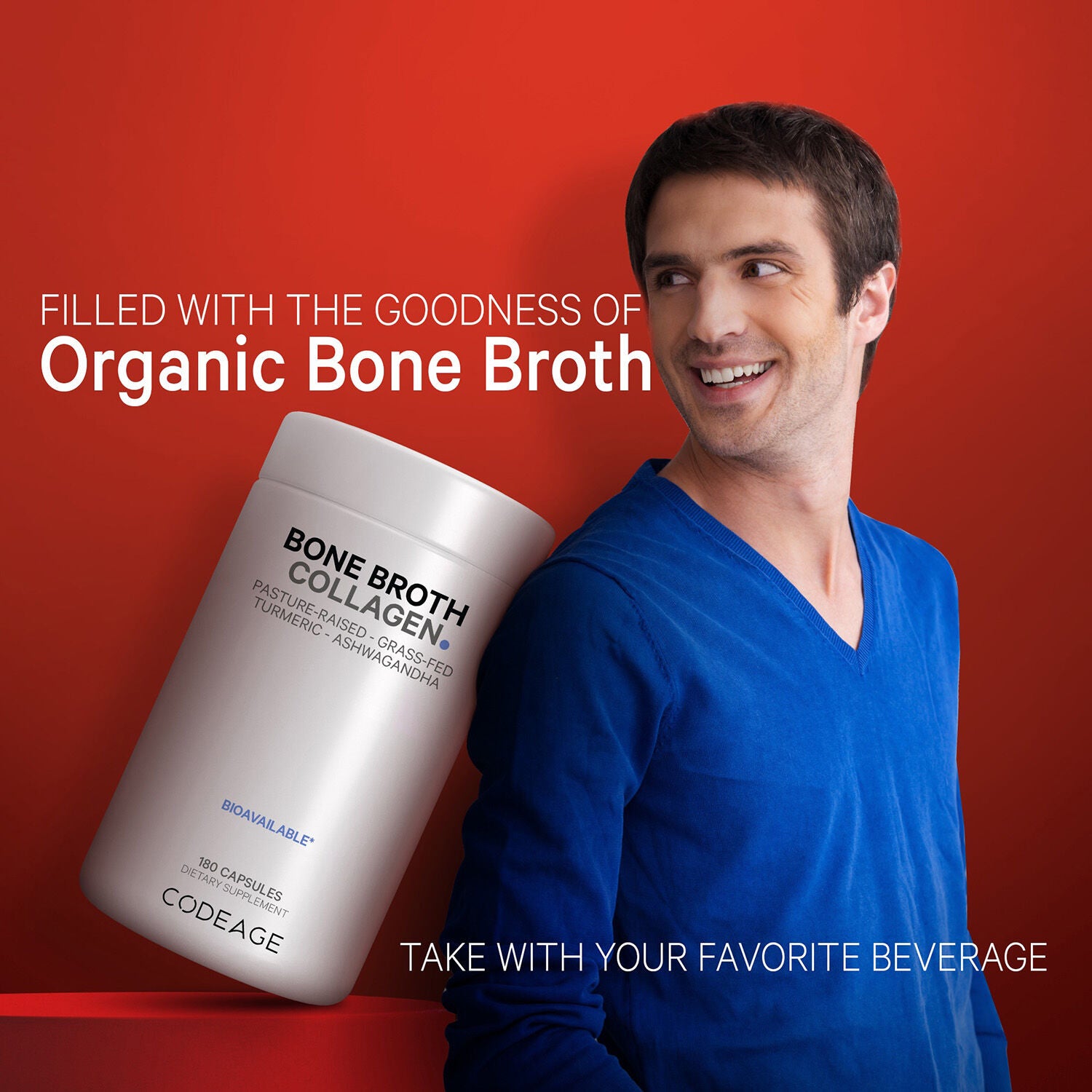 Bone Broth Collagen - 180 Capsules (60 Servings)  | GNC