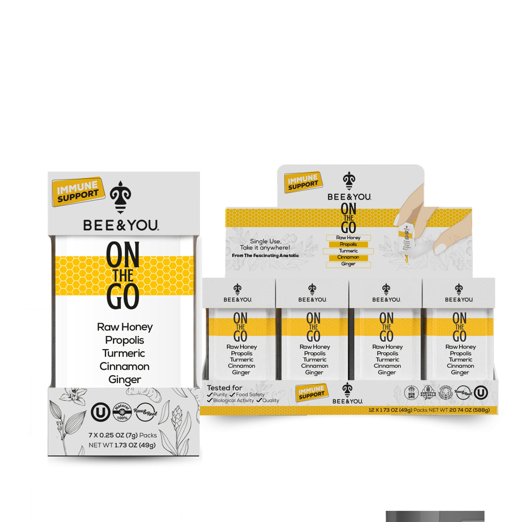 On The Go Immune Support Raw Honey Single Serve Packets - 0.25 oz. (12 Packets)  | GNC