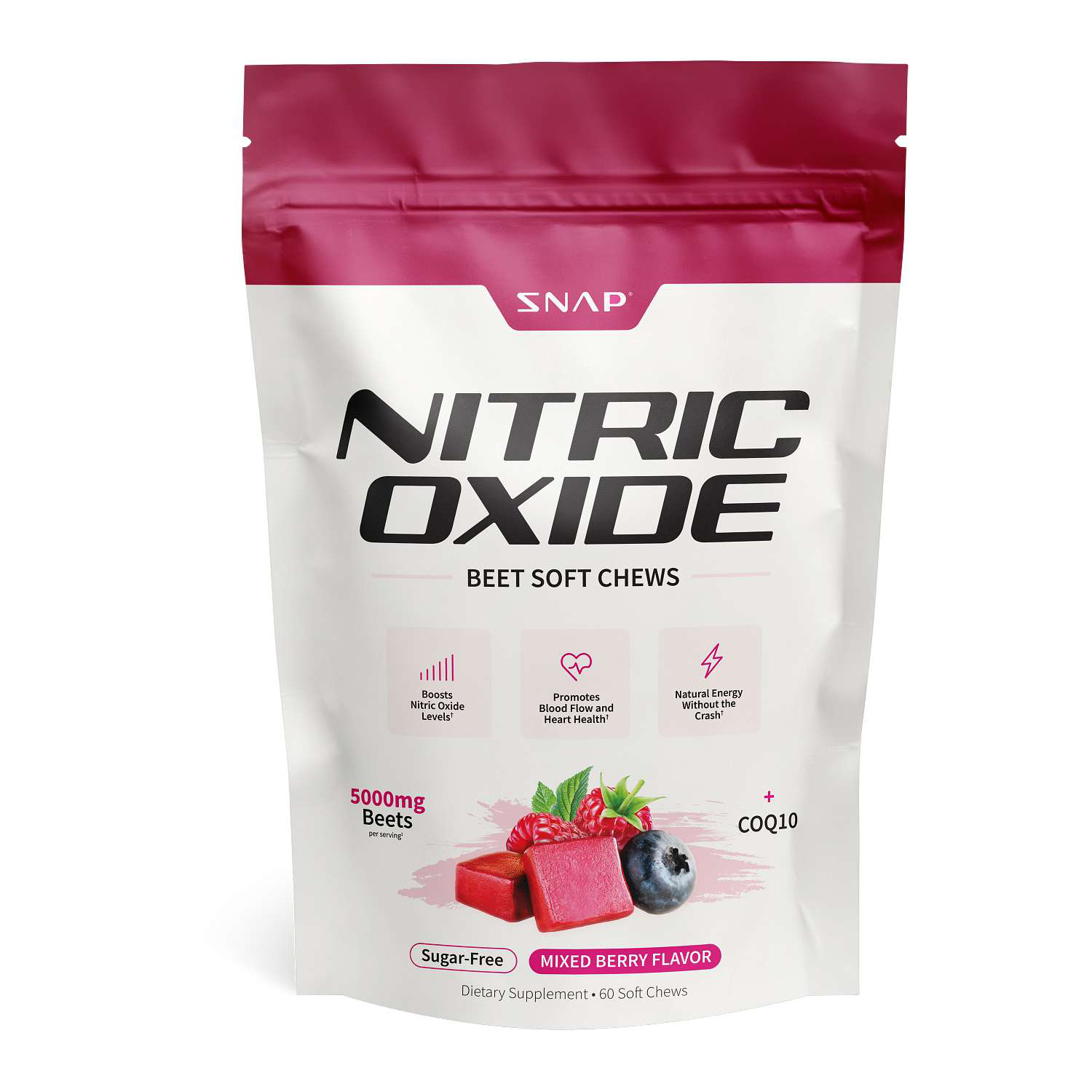 Nitric Oxide Beet Soft Chews - Mixed Berry - 60 Soft Chews (30 Servings)