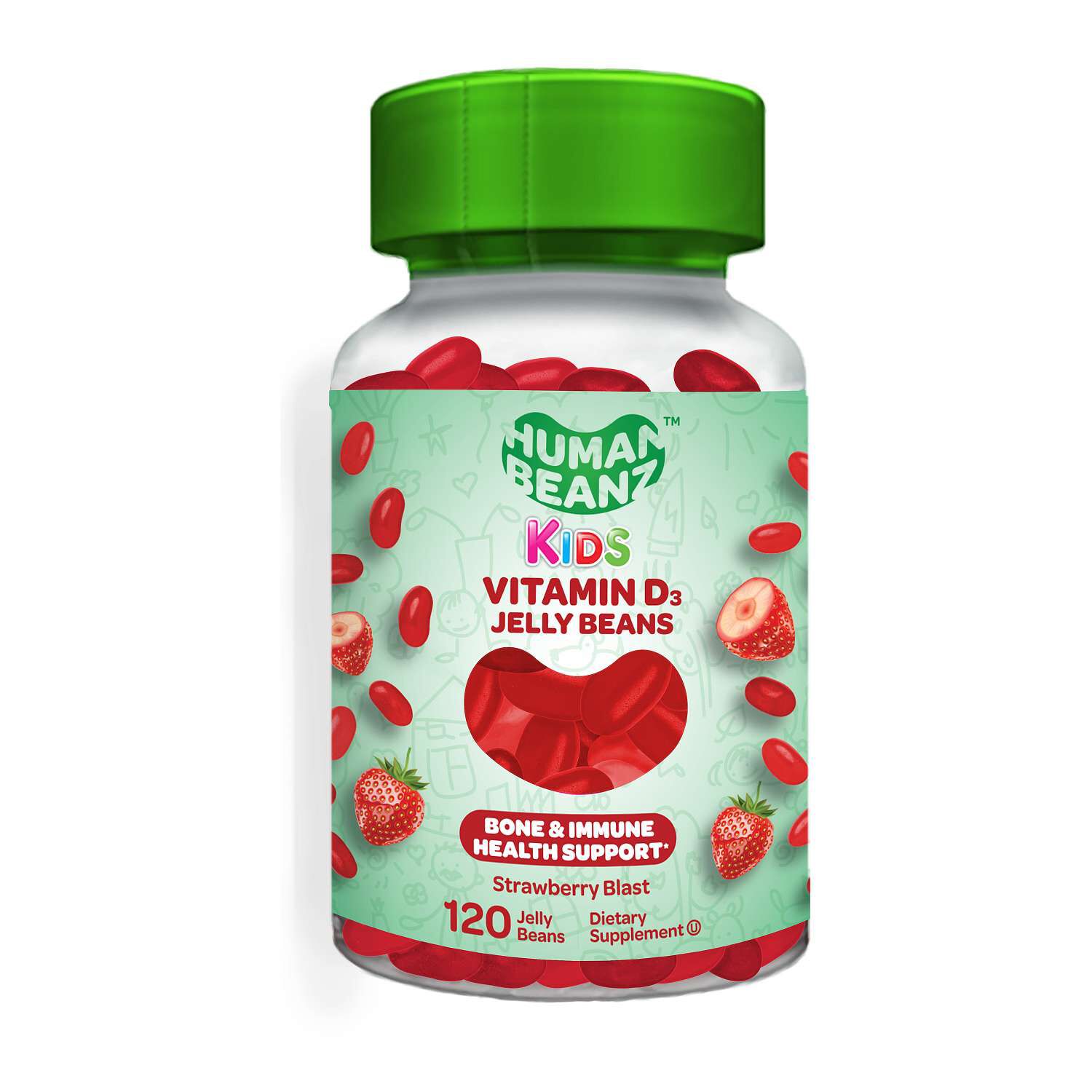 Kids Vitamin D3 Jelly Beans - Strawberry Blast- 120 Jelly Beans (60 Servings)  | GNC