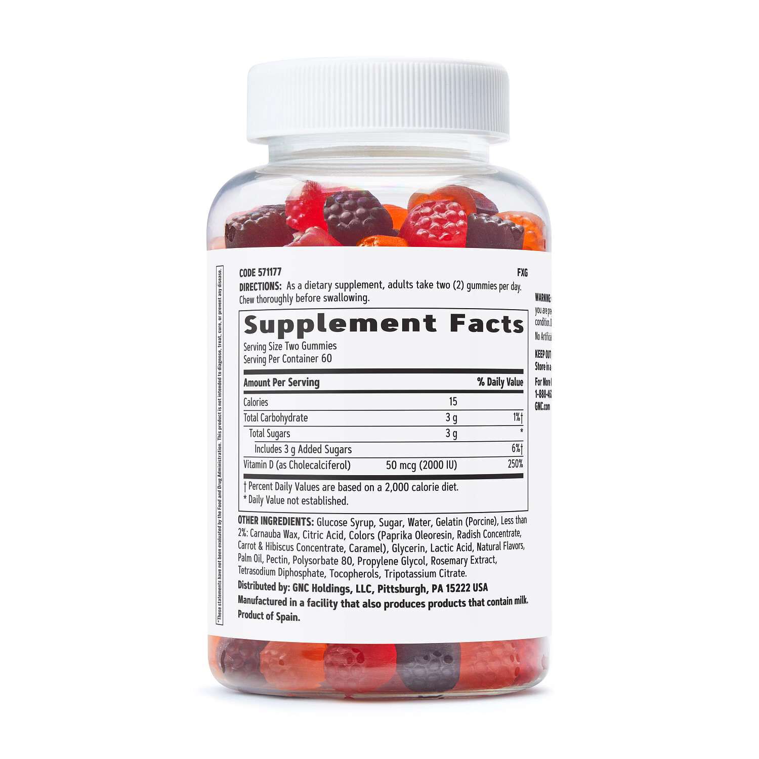 Vitamin D-3 Gummies - 120 Gummies (60 Servings)  | GNC