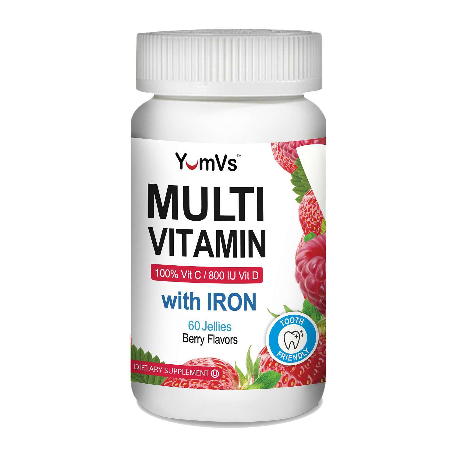 Multi Vitamin with Iron - Raspberry - 60 Jellies (30 Servings)