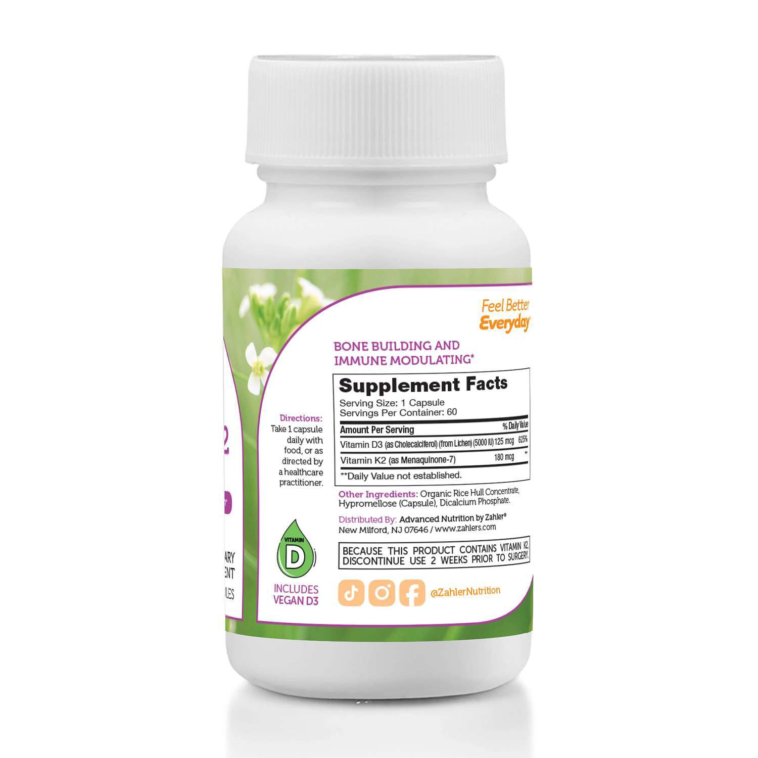 Vitamin D3 & K2 - 60 Capsules (60 Servings)