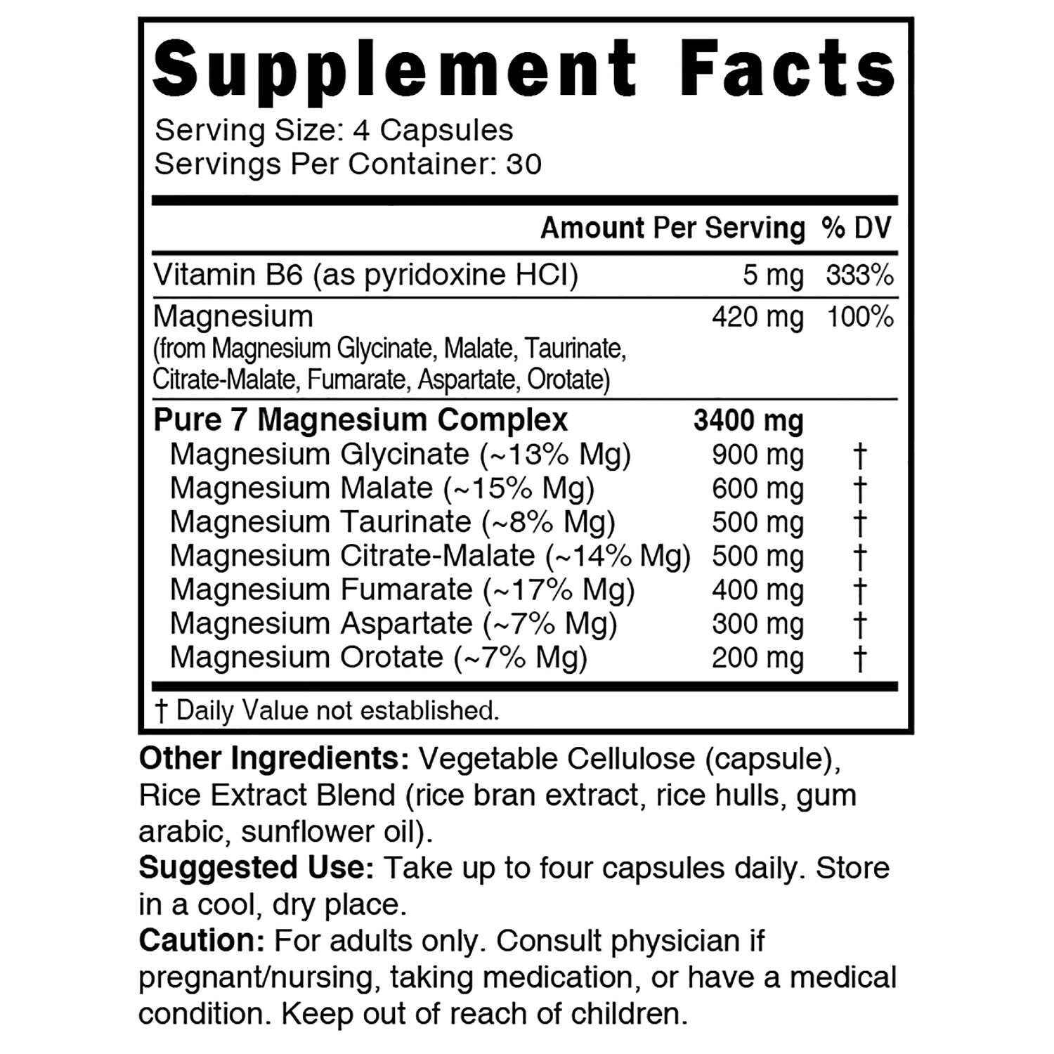 Magnesium Complex - 120 Vegan Capsules (30 Servings)