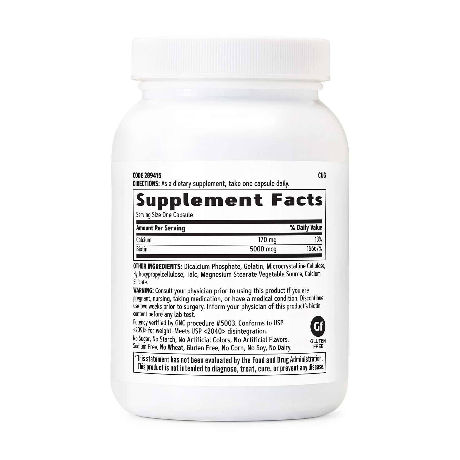 Biotin 5000mcg - 120 Capsules (120 Servings)  | GNC