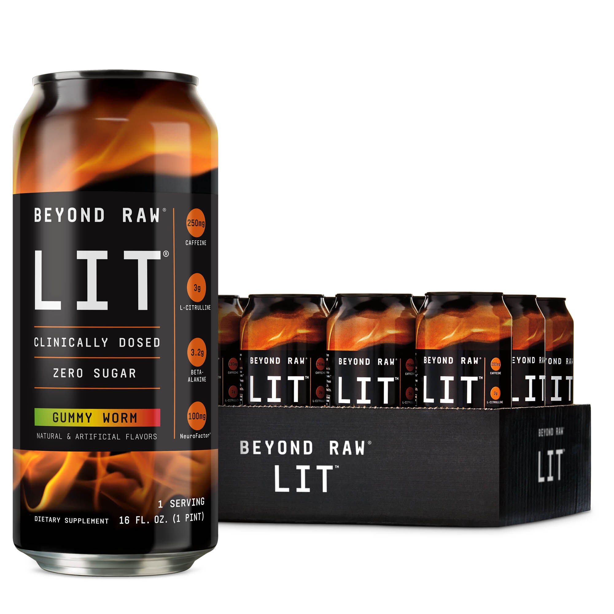 LIT&trade; On-The-Go Pre-Workout - Gummy Worm - 16oz. &#40;12 Cans&#41; Gummy Worm | GNC