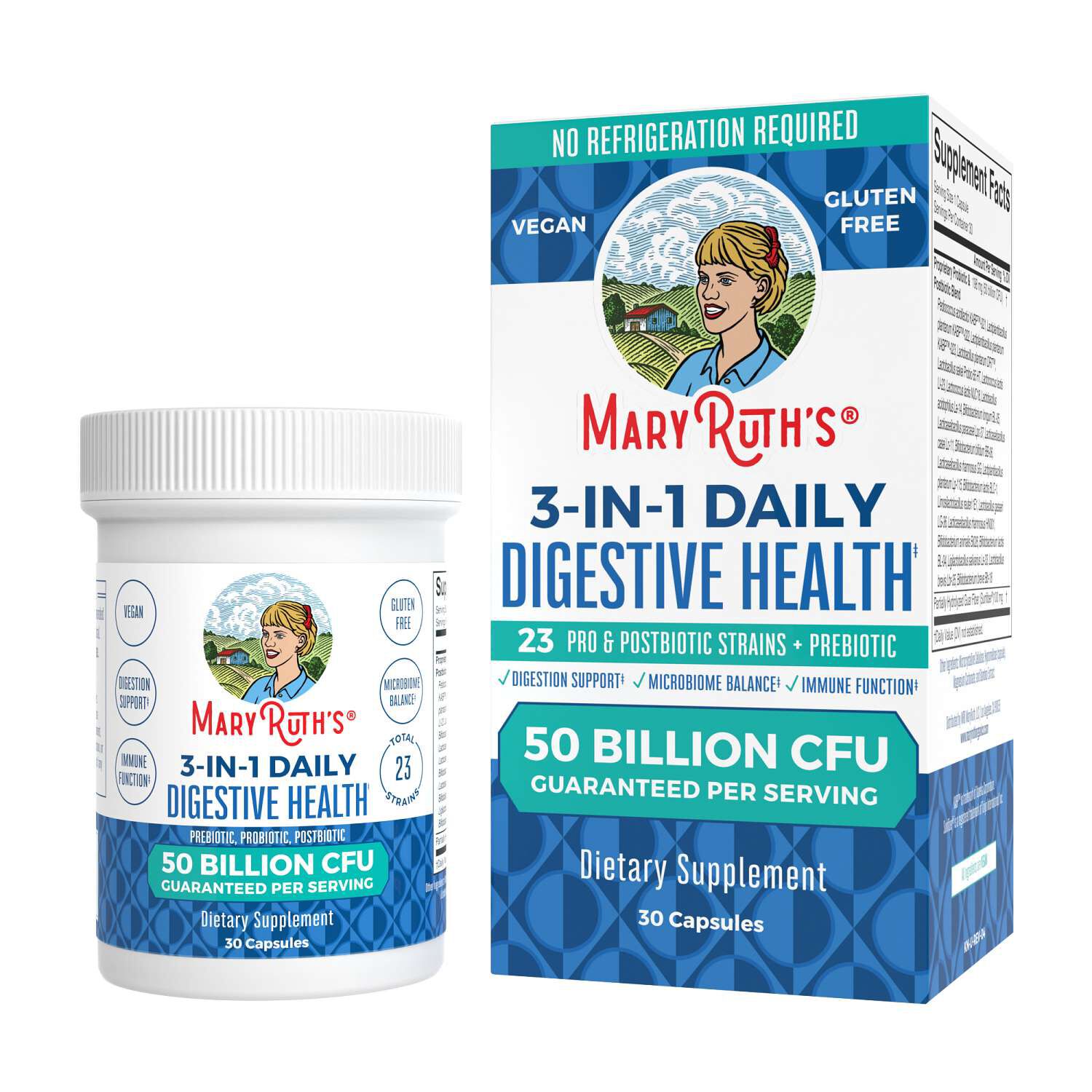 3-in-1 Daily Digestive Health - 30 Capsules (30 Servings)