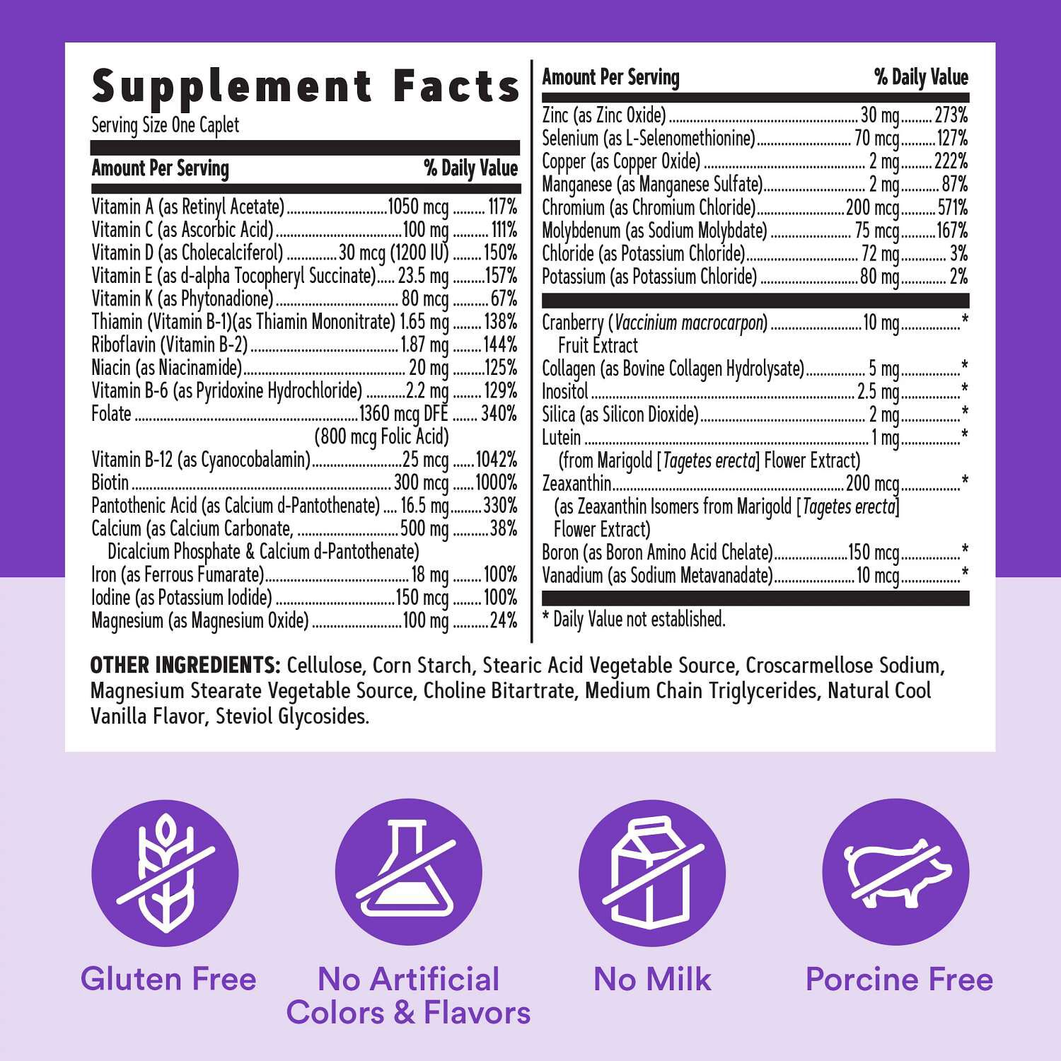 Womens One Daily Multivitamin - 60 Caplets (60 Servings)