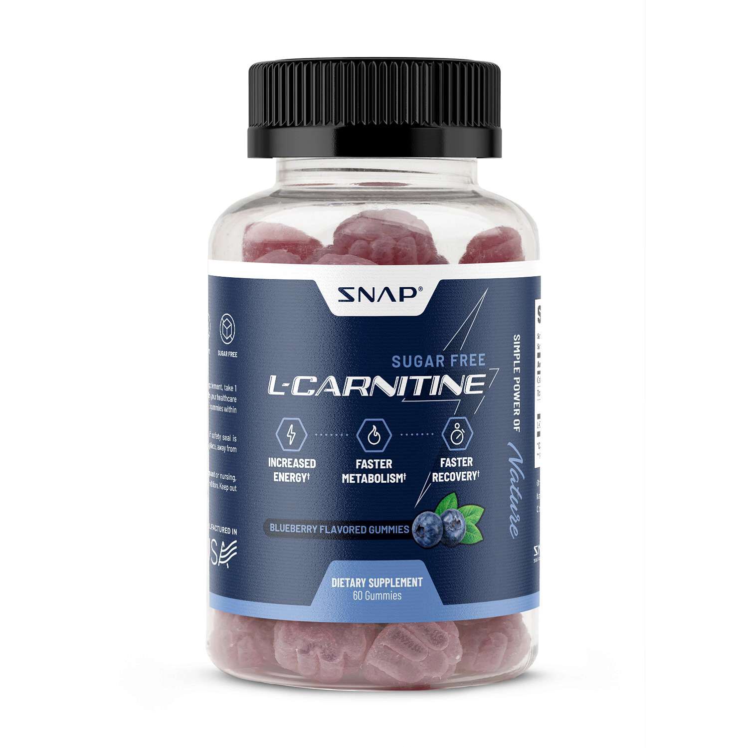 L-Carnitine Gummies - Sugar Free Blueberry - 60 Gummies (30 Servings)