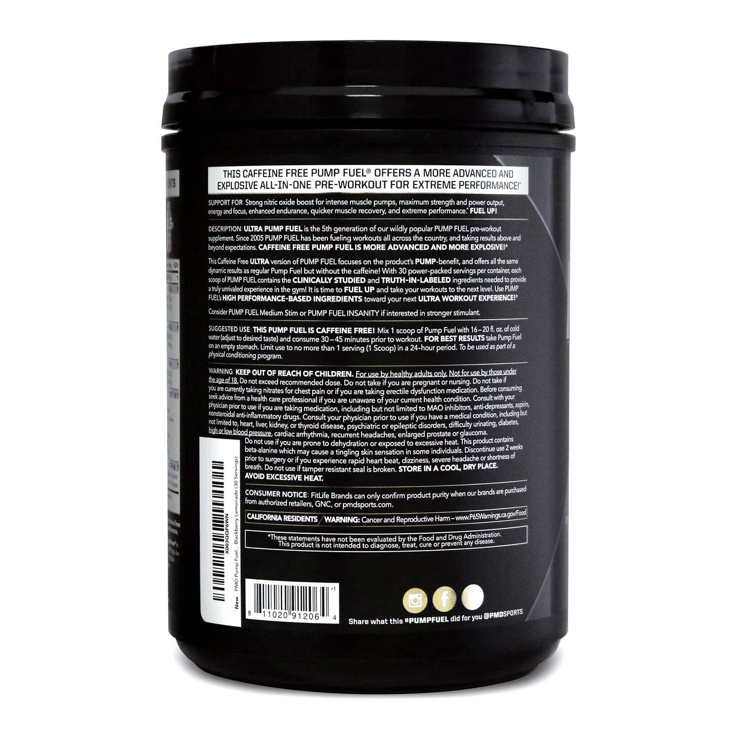 Ultra Pump Fuel&reg; Caffeine Free - Blackberry Lemonade (30 Servings)