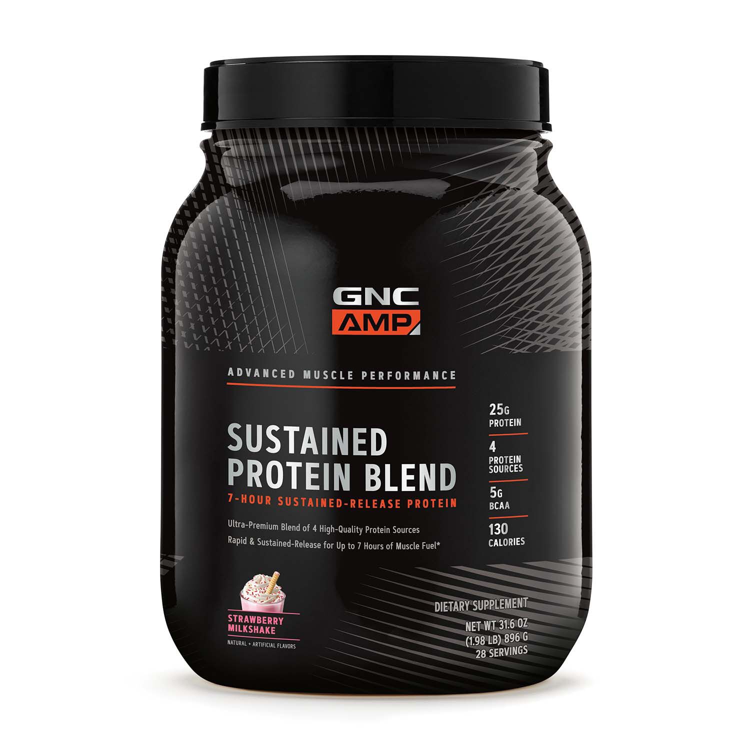 GNC AMP Sustained Protein Blend - Strawberry Milkshake (28 Servings)