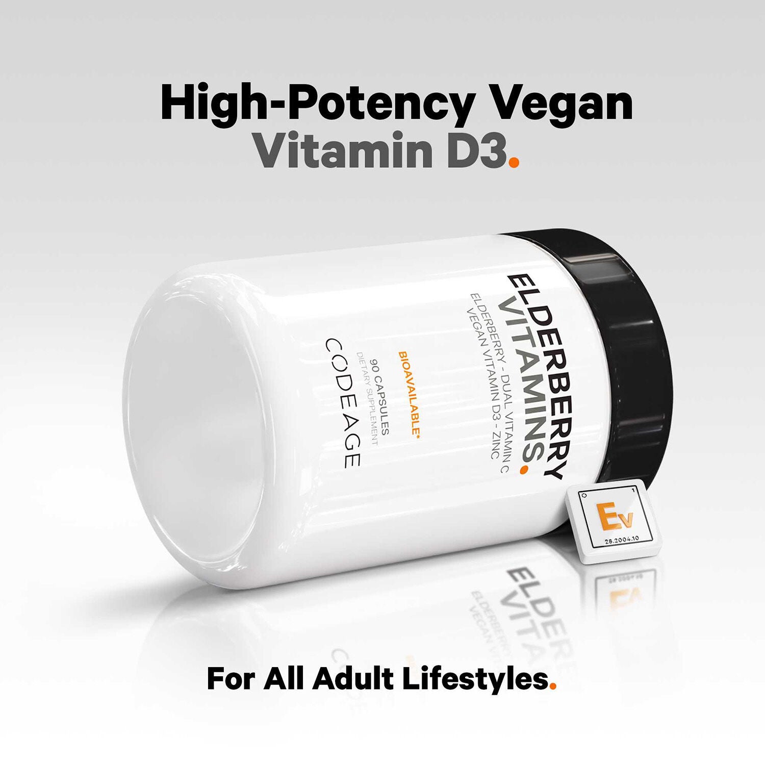 Elderberry Immune Complex - Daily Vitamin C Vegan D3 &amp; Zinc Supplement - 90 Capsules (30 Servings)  | GNC