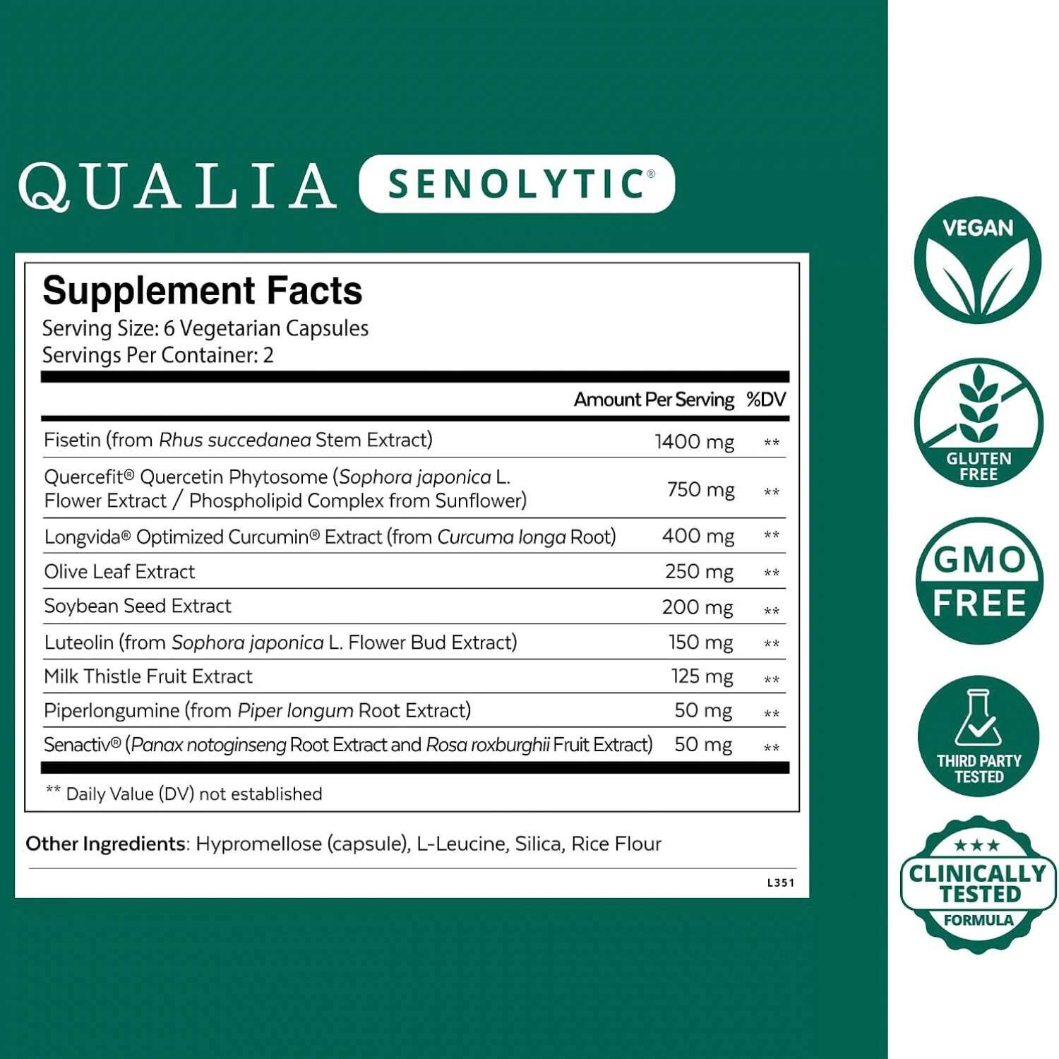 Qualia Senolytic - 12 Capsules (2 Servings)