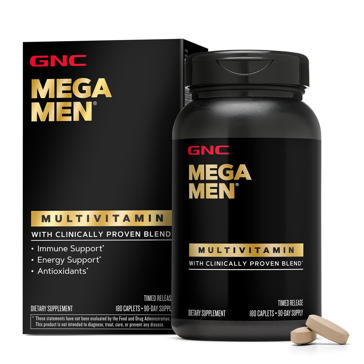 GNC Mega Men® Multivitamin - 180 Caplets (90 Servings)